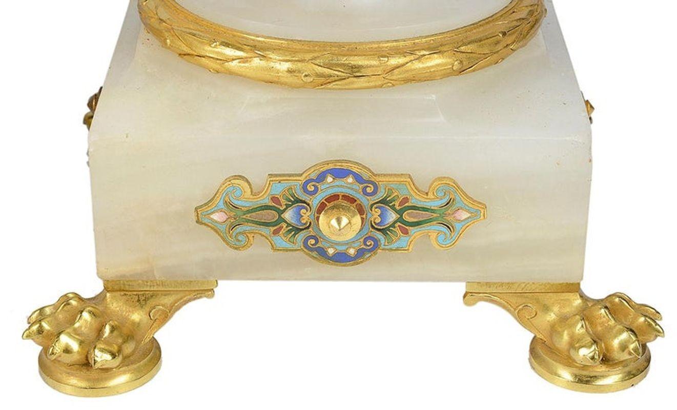 Large 19th Century French Louis XVI Style Mantel Clock Set For Sale 9