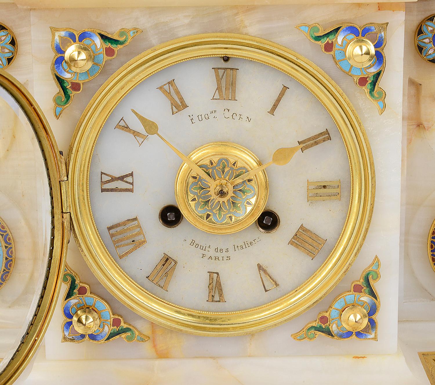 Large 19th Century French Louis XVI Style Mantel Clock Set 1