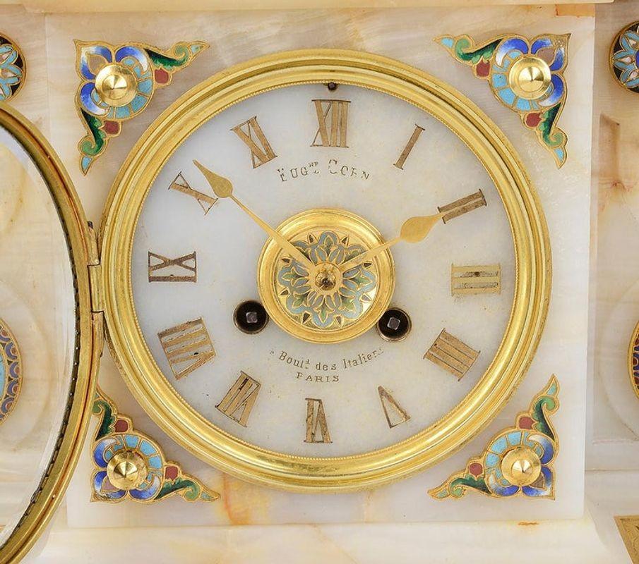 Large 19th Century French Louis XVI Style Mantel Clock Set For Sale 1