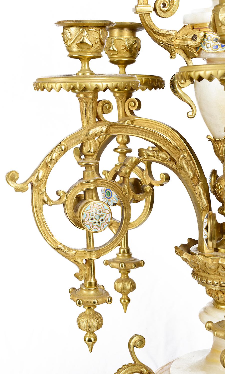 Large 19th Century French Louis XVI Style Mantel Clock Set 3