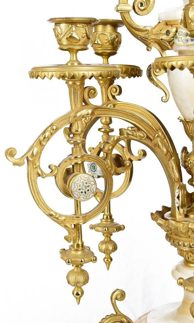 Large 19th Century French Louis XVI Style Mantel Clock Set For Sale 3