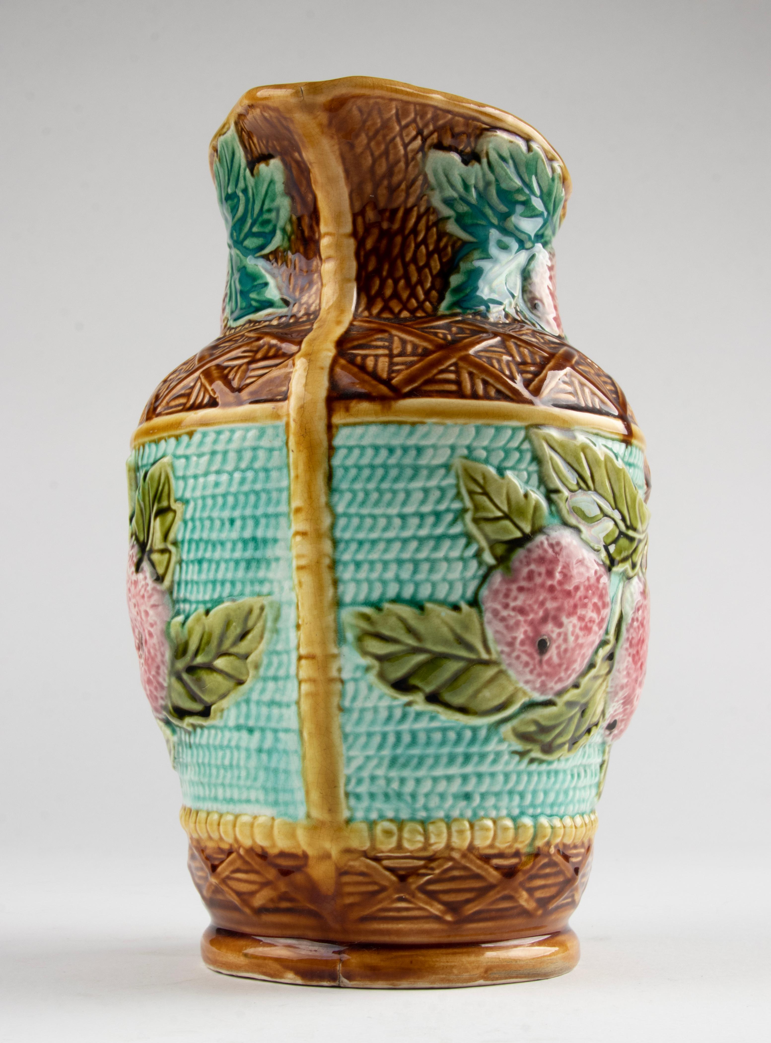Late 19th Century Large 19th Century Majolica Pitcher made by Nimy  For Sale