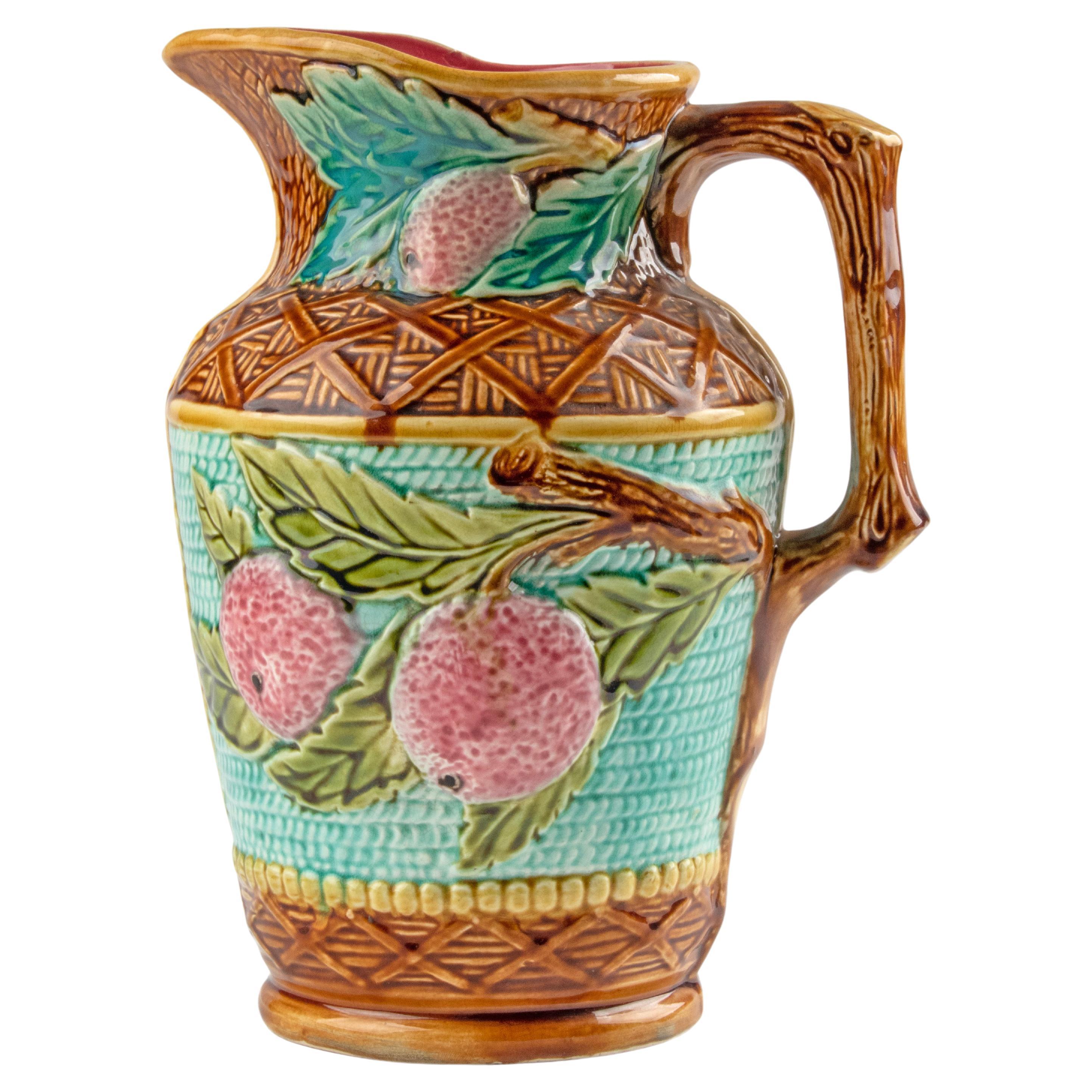 Large 19th Century Majolica Pitcher made by Nimy  For Sale