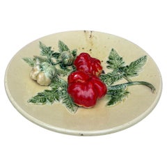 Large 19th Century French Majolica Tomato Platter