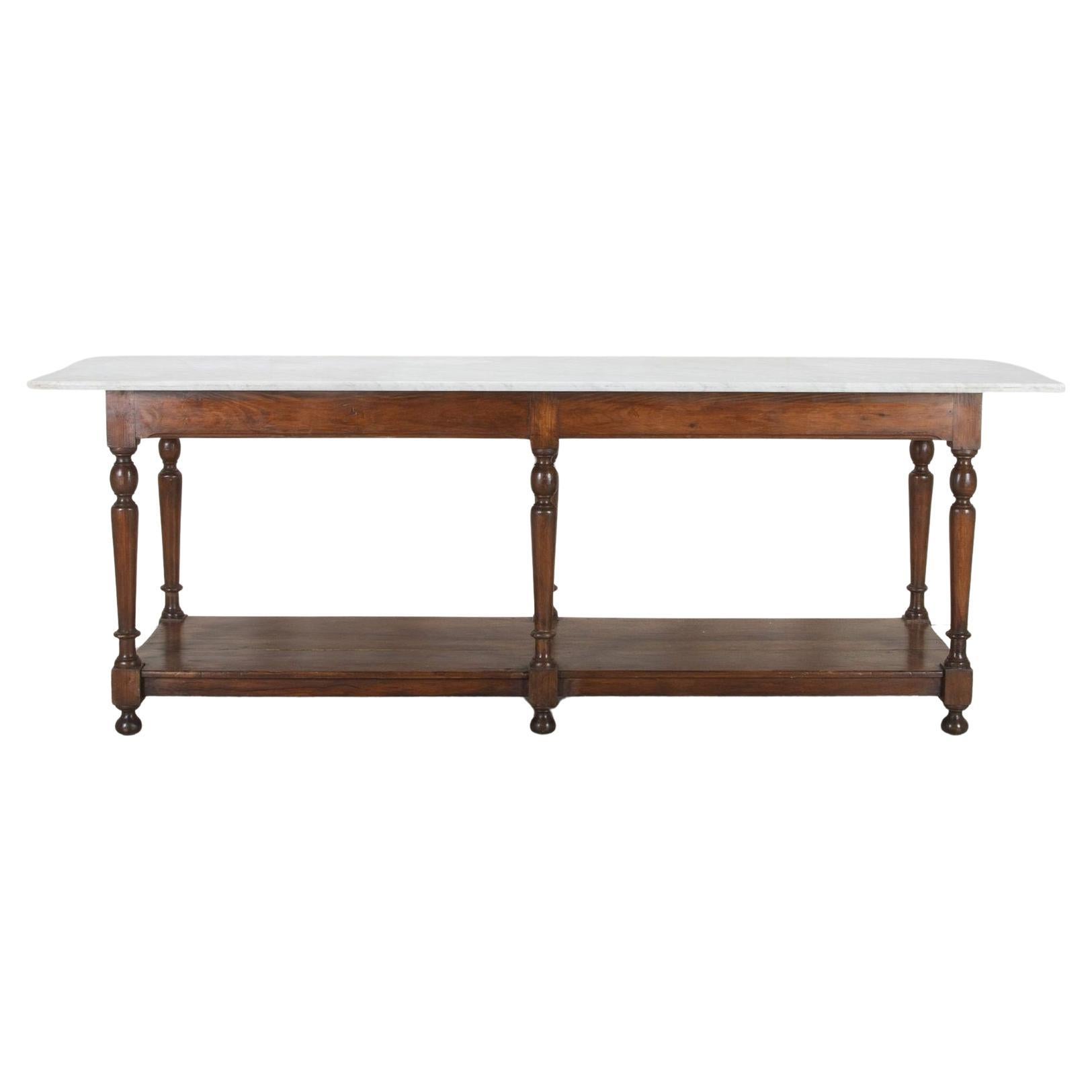 Grande bancone da pasticceria francese del XIX secolo con piano in marmo in vendita