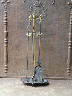 Grand ensemble d'outils de cheminée Napoléon III du XIXe siècle