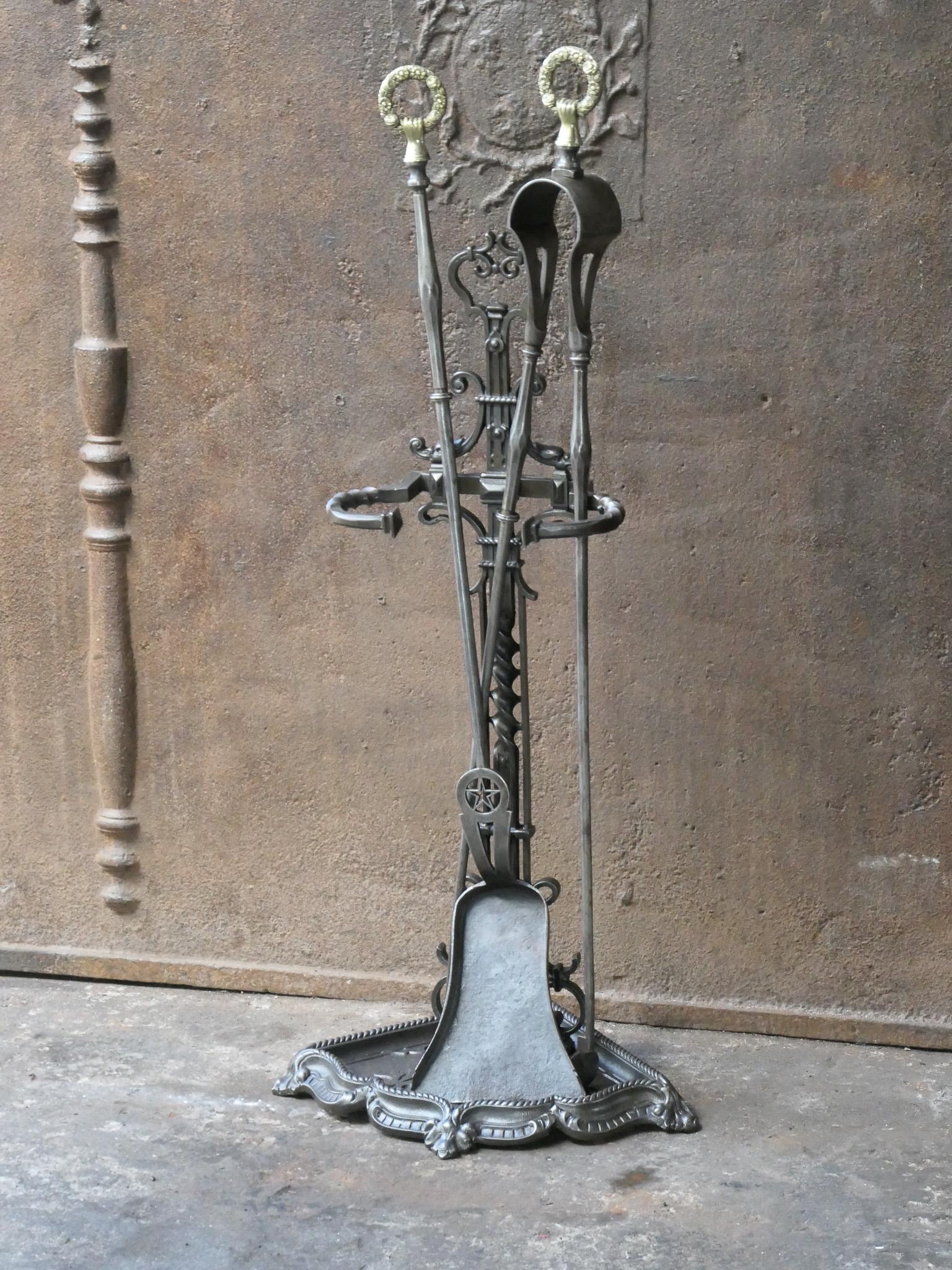 Cast Large 19th Century French Napoleon III Fireplace Toolset For Sale