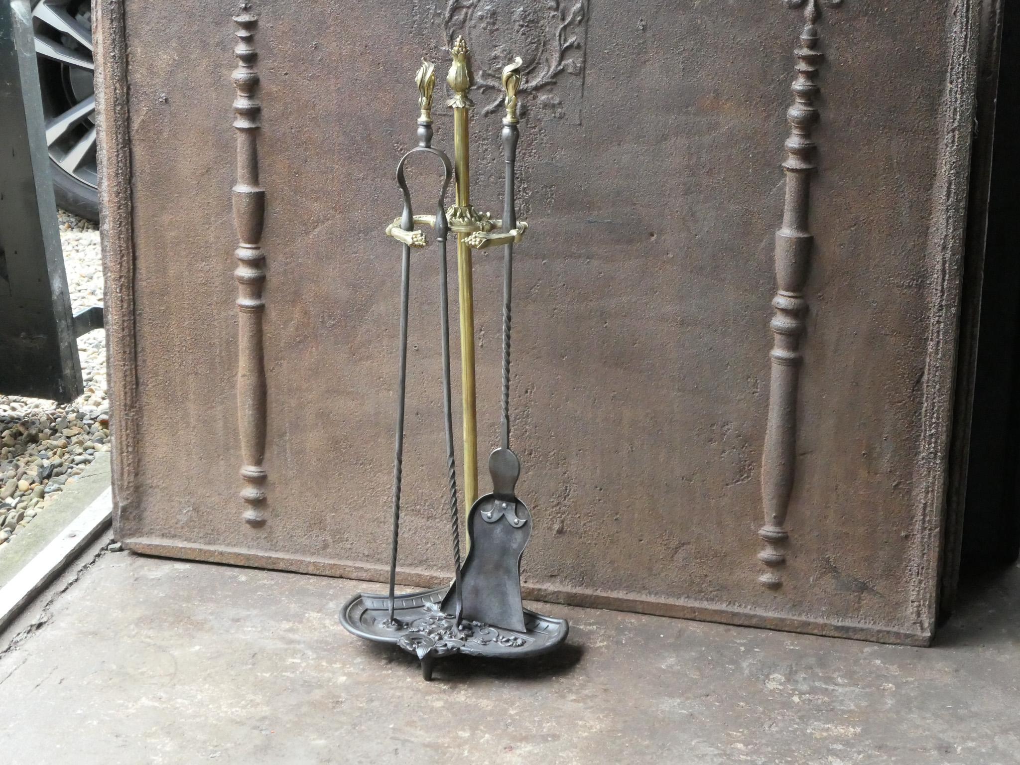 Brass Large 19th Century French Napoleon III Fireplace Toolset For Sale