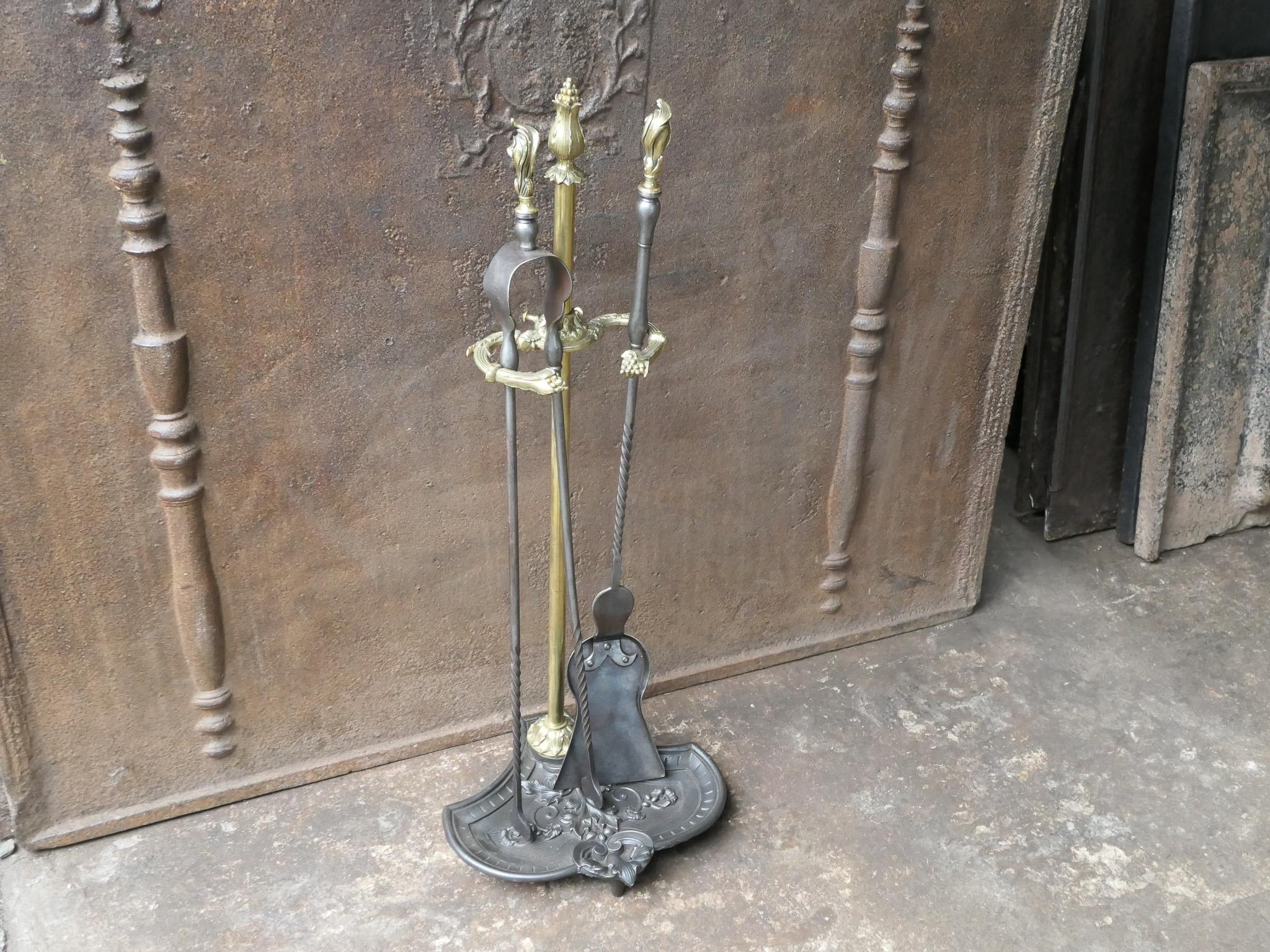 Large 19th Century French Napoleon III Fireplace Toolset For Sale 2