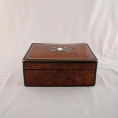 Large 19th Century French Napoleon III Marquetry Jewelry Box, Marked Lucie