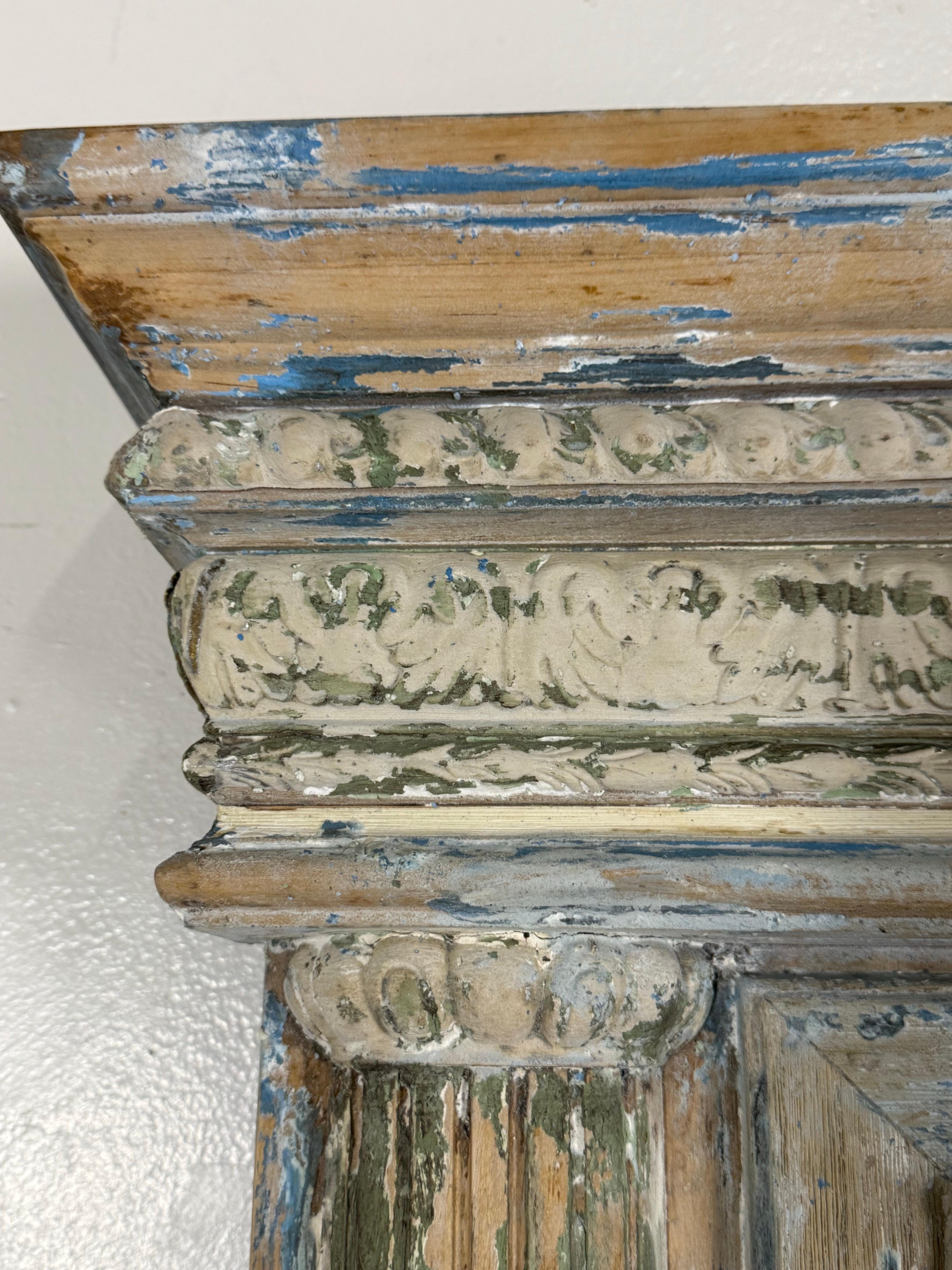 Large 19th Century French Neoclassical Trumeau Mirror with Aged Painted Finish en vente 6