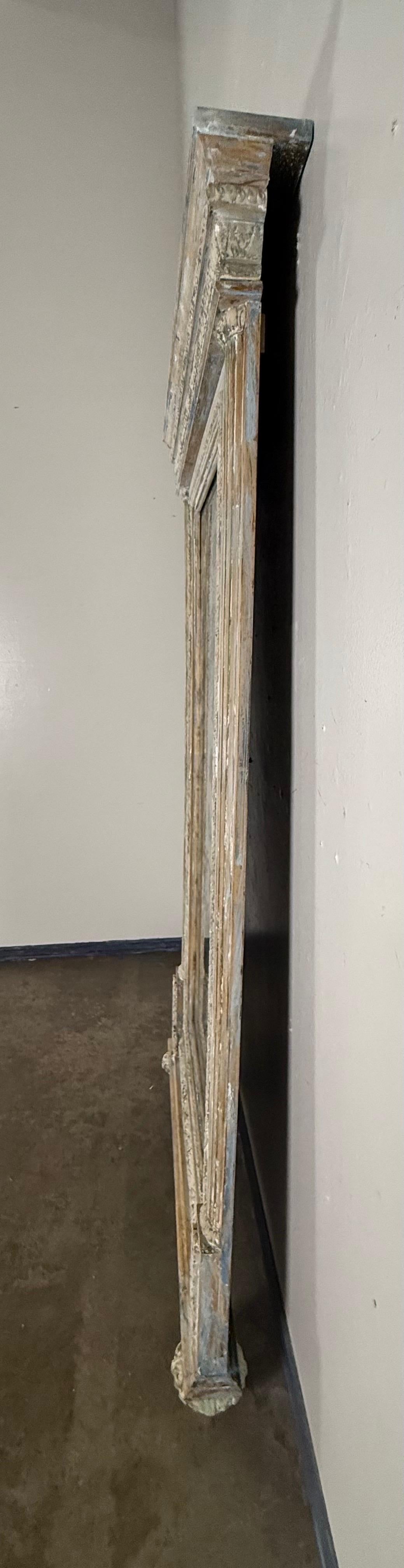 Large 19th Century French Neoclassical Trumeau Mirror with Aged Painted Finish en vente 7