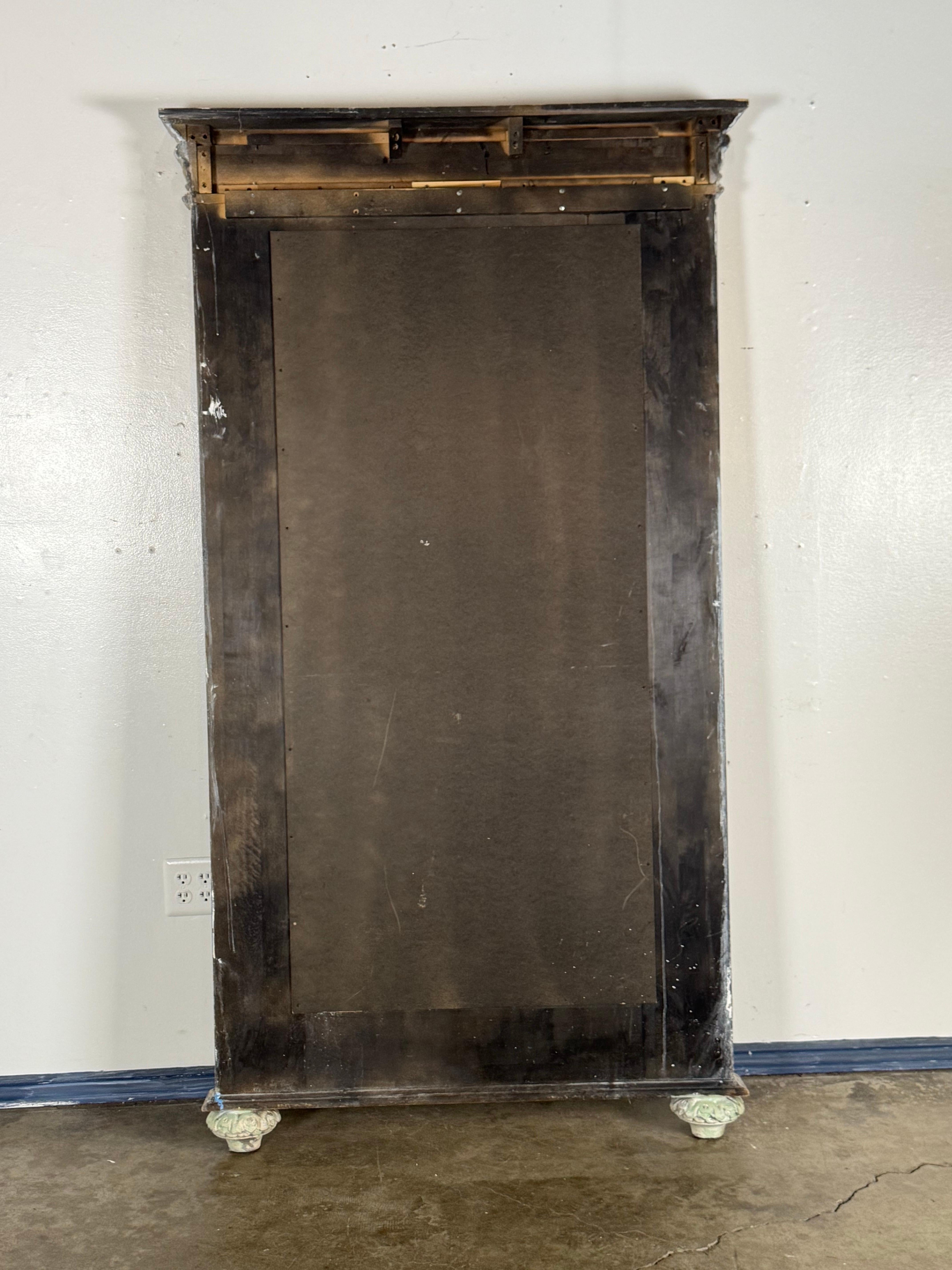 Large 19th Century French Neoclassical Trumeau Mirror with Aged Painted Finish en vente 11