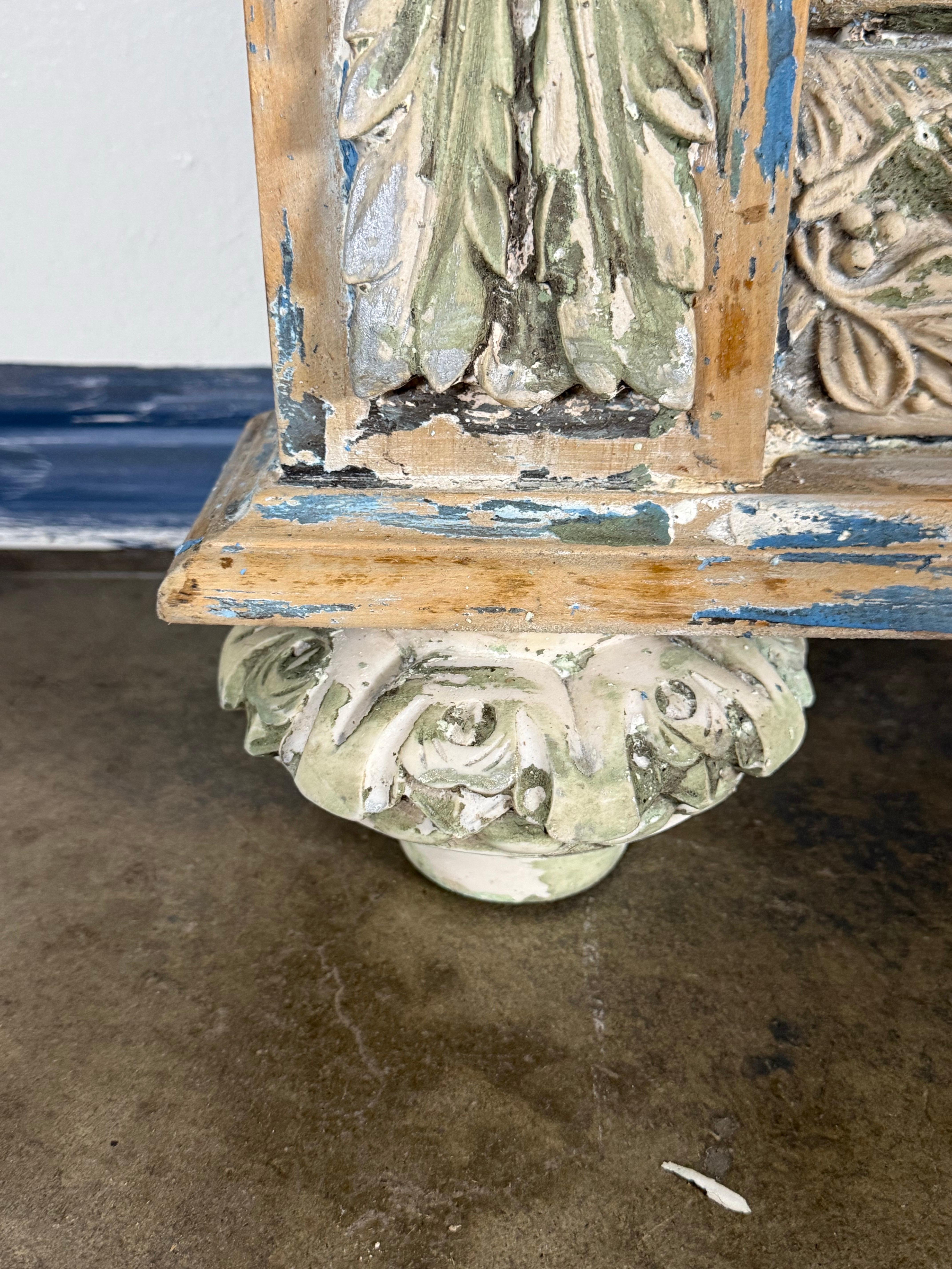 Miroir Large 19th Century French Neoclassical Trumeau Mirror with Aged Painted Finish en vente
