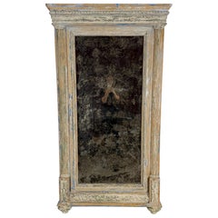 Large 19th Century French Neoclassical Trumeau Mirror with Aged Painted Finish