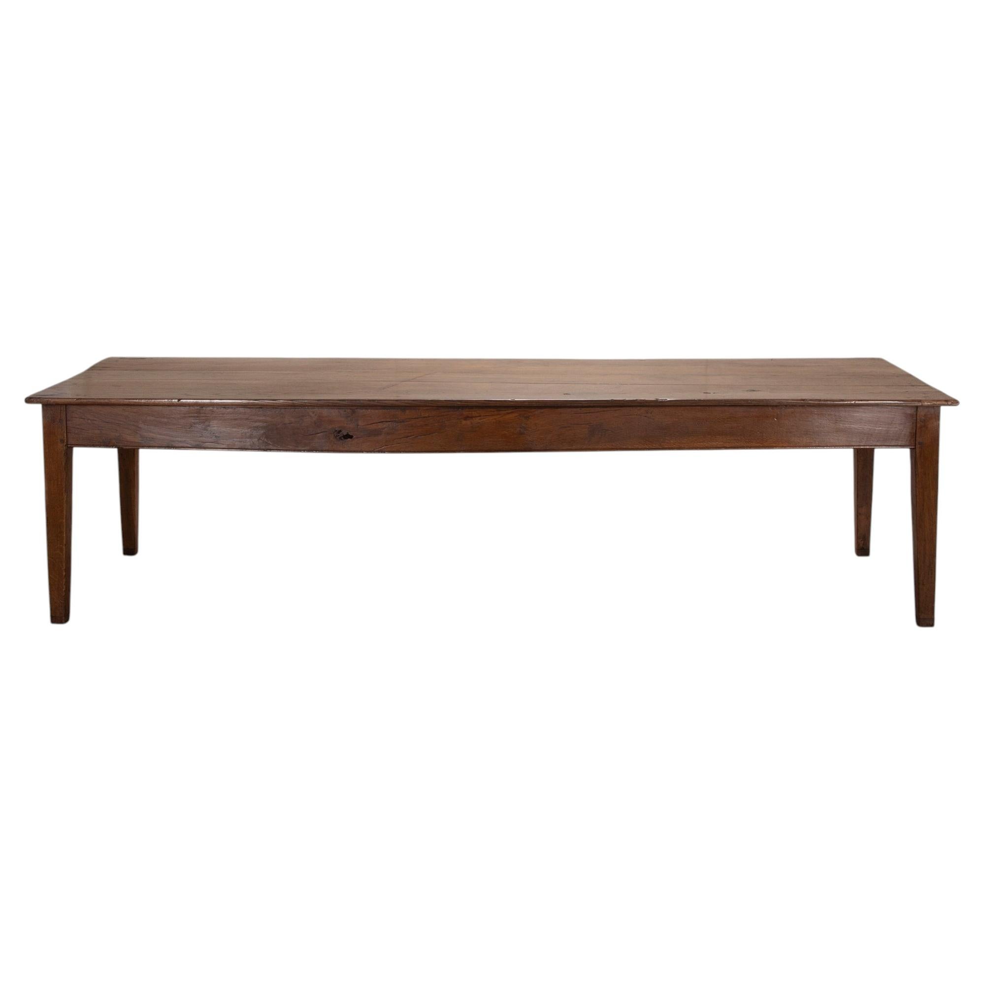Grande table de ferme en chêne français du XIXe siècle