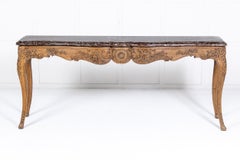 Large 19th Century French Oak Side Table with Marble Top