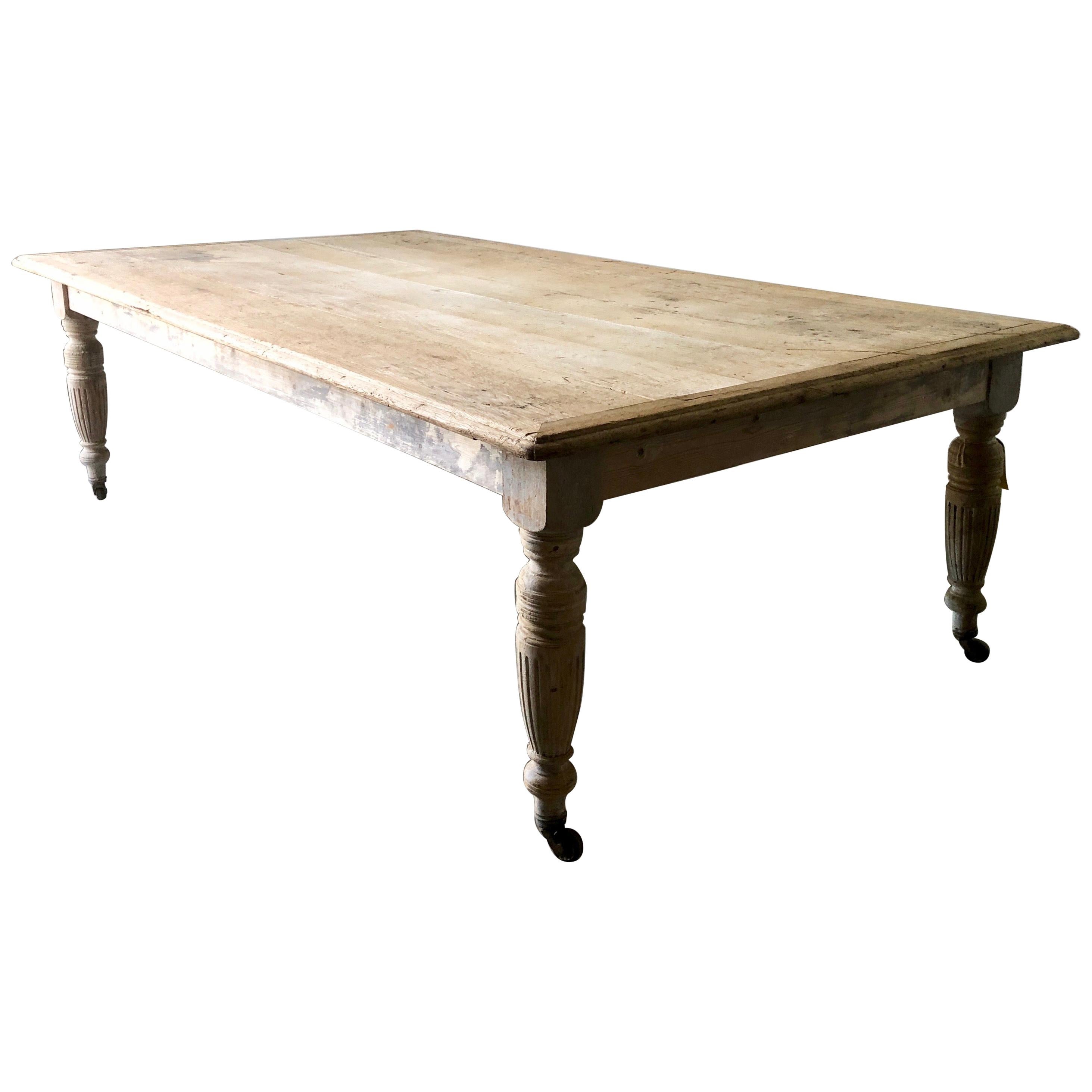 Large 19th Century French Oak Top Table