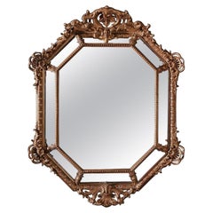 Large 19th Century French Octagonal Gilt Cushion Mirror