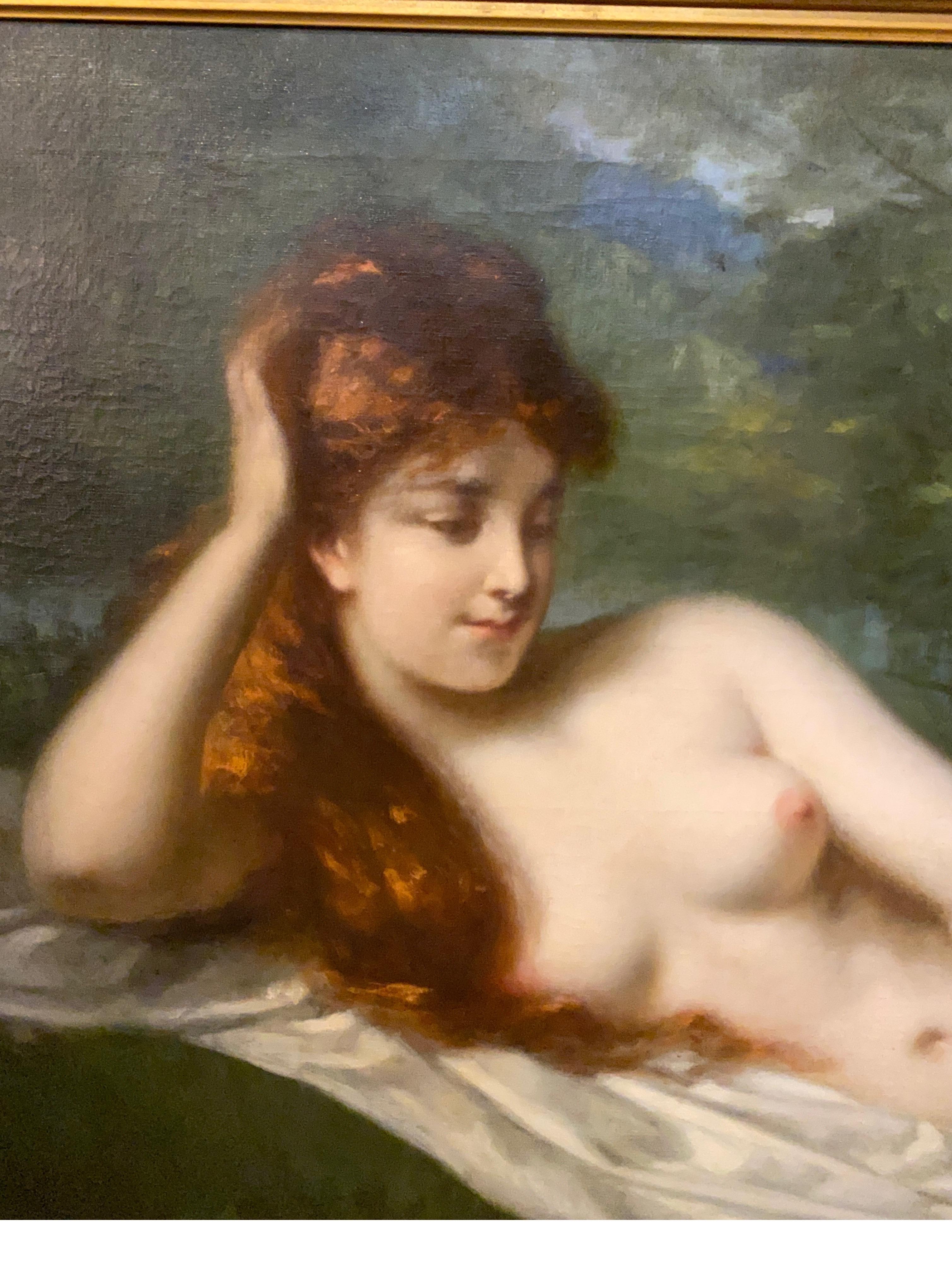 Gran óleo francés del siglo XIX sobre lienzo Desnudo de Leon Erpikum Romántico en venta