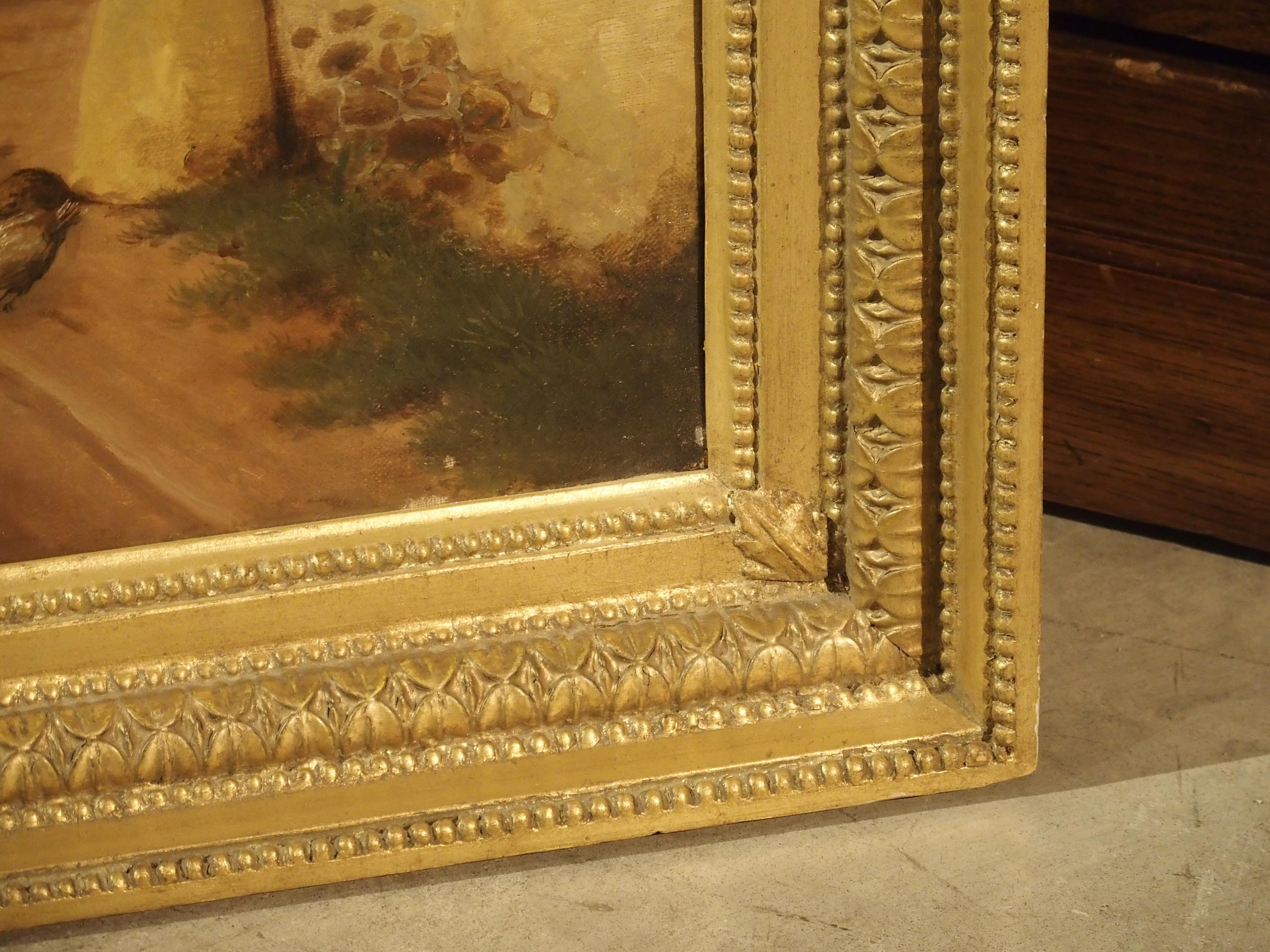 Large 19th Century French Oil Painting in Giltwood Frame, “Le Retour a La Ferme” 8