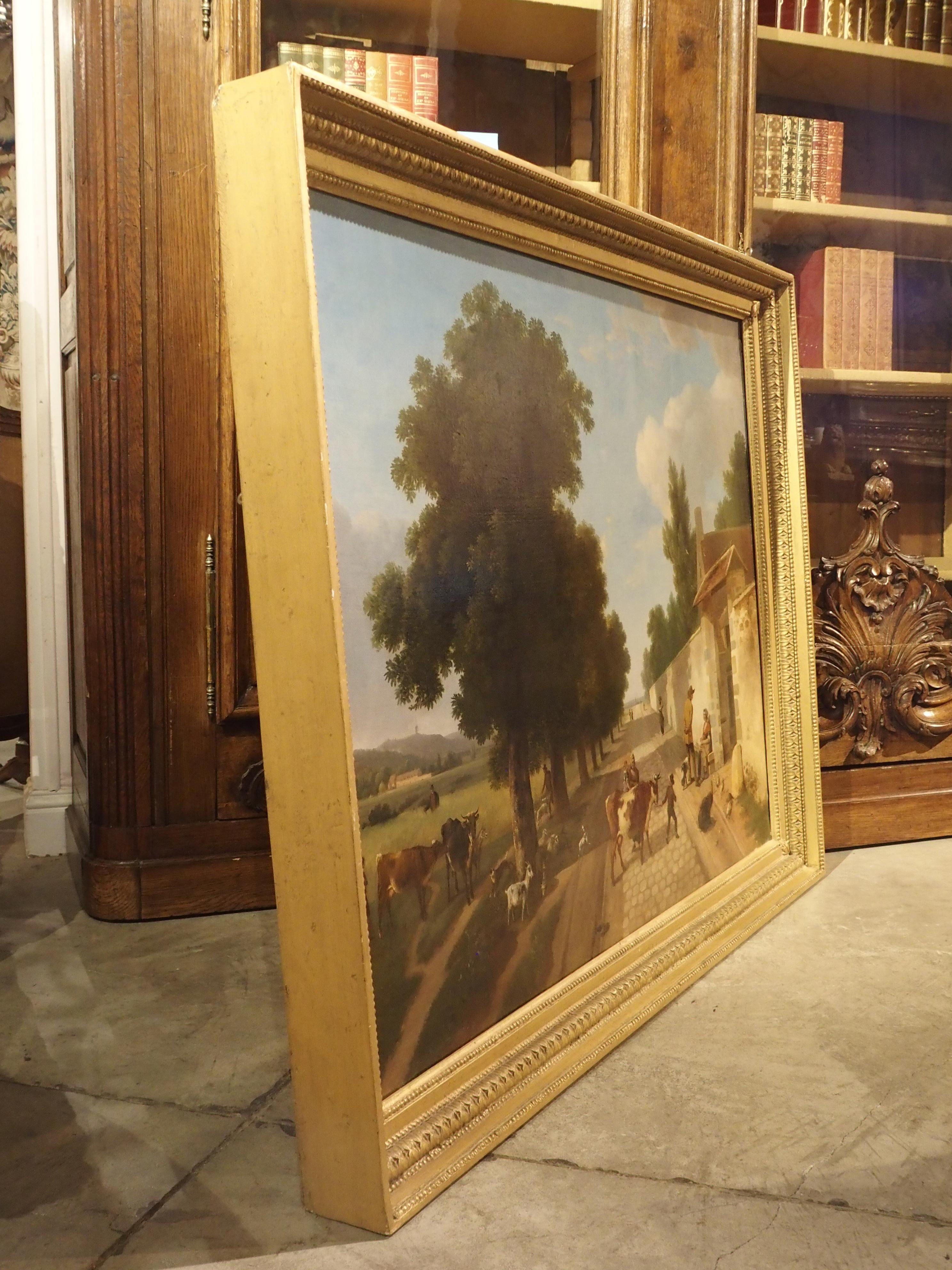 Large 19th Century French Oil Painting in Giltwood Frame, “Le Retour a La Ferme” 9