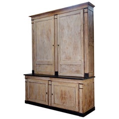 Antique Large 19th Century French Original Painted Cabinet Housekeepers Cupboard Book