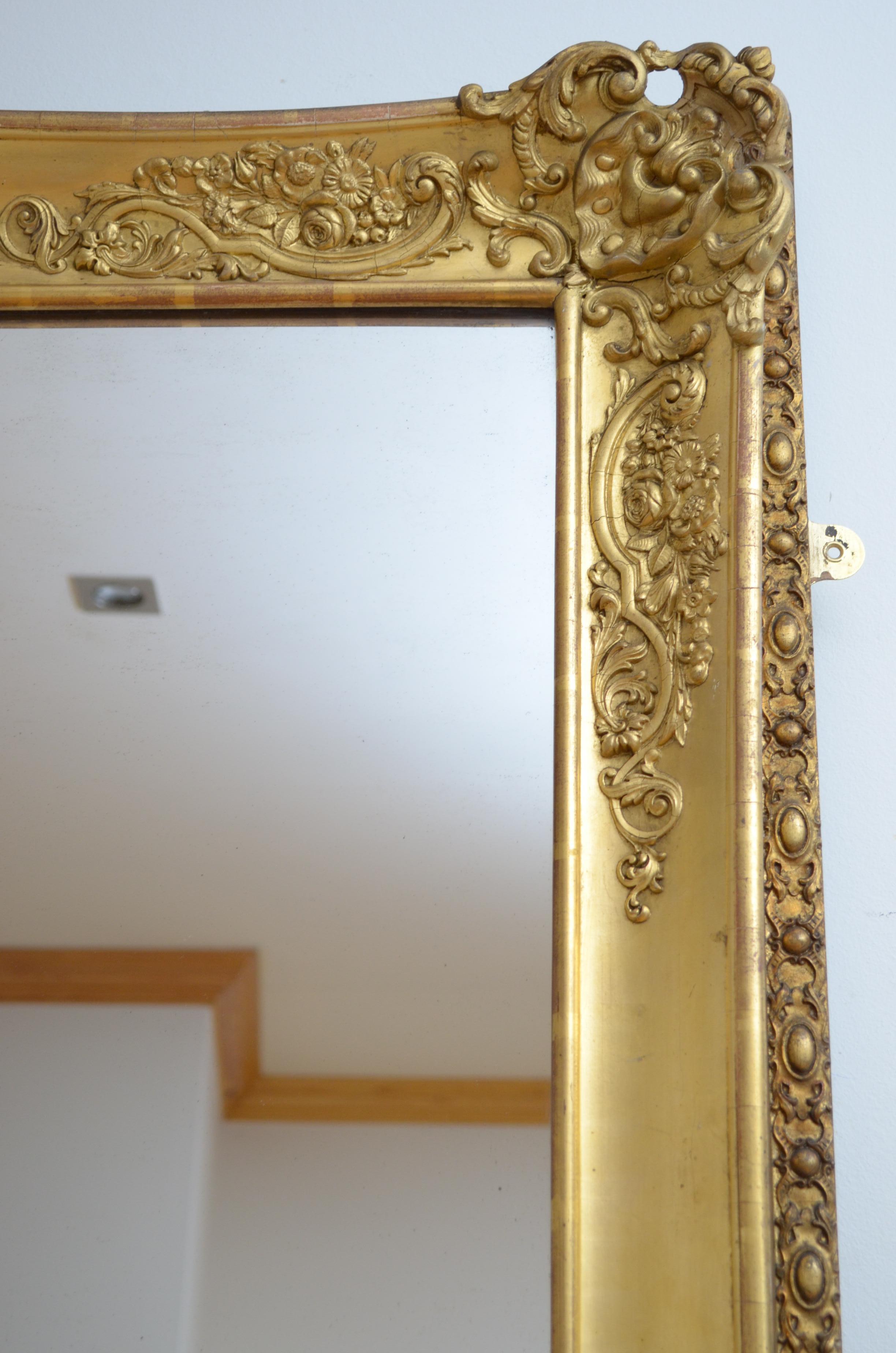 Grand miroir à trumeau ou miroir d'embarcadère français du 19ème siècle H41x82