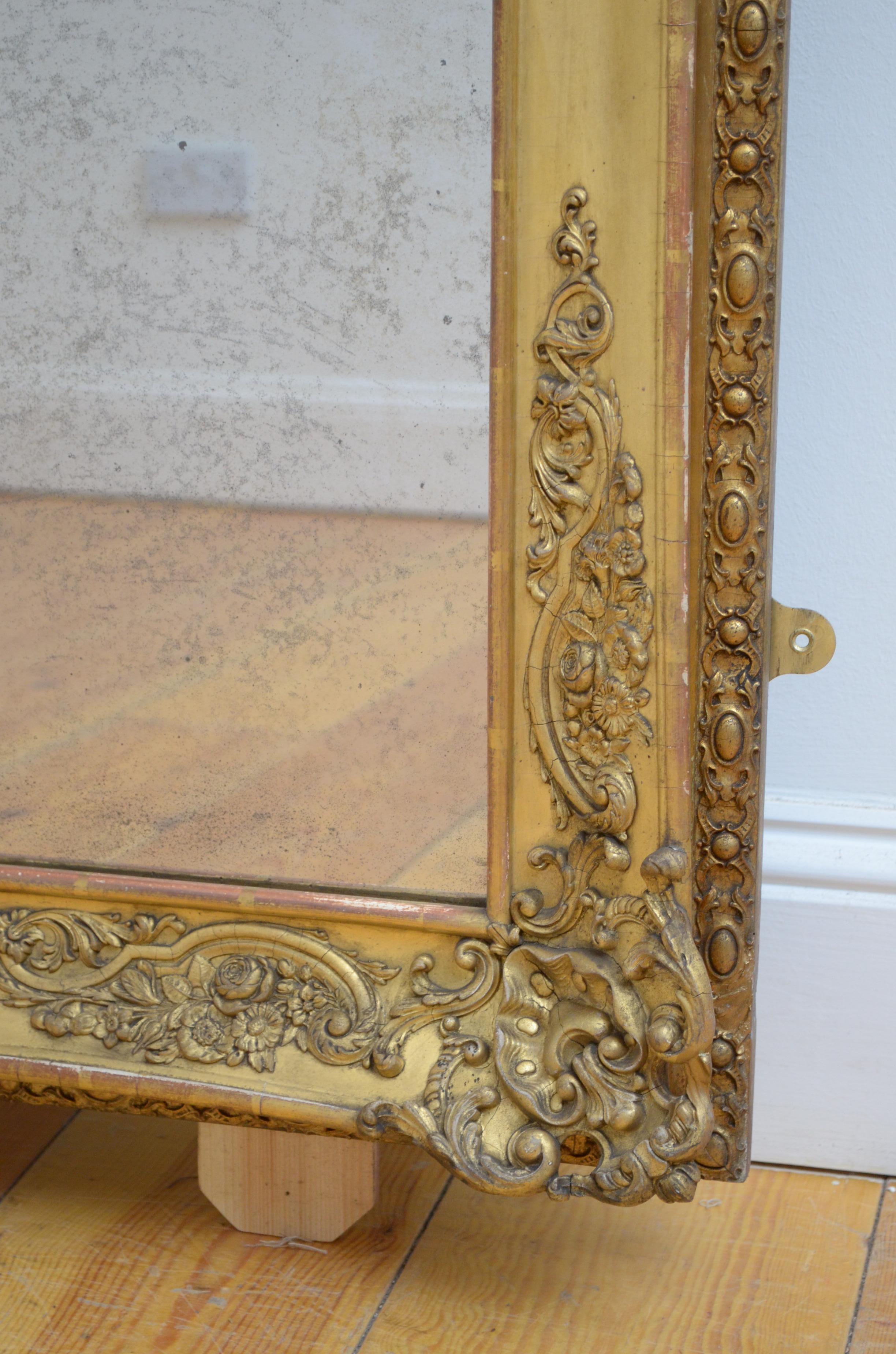 Grand miroir à trumeau ou miroir d'embarcadère français du 19ème siècle H41x82