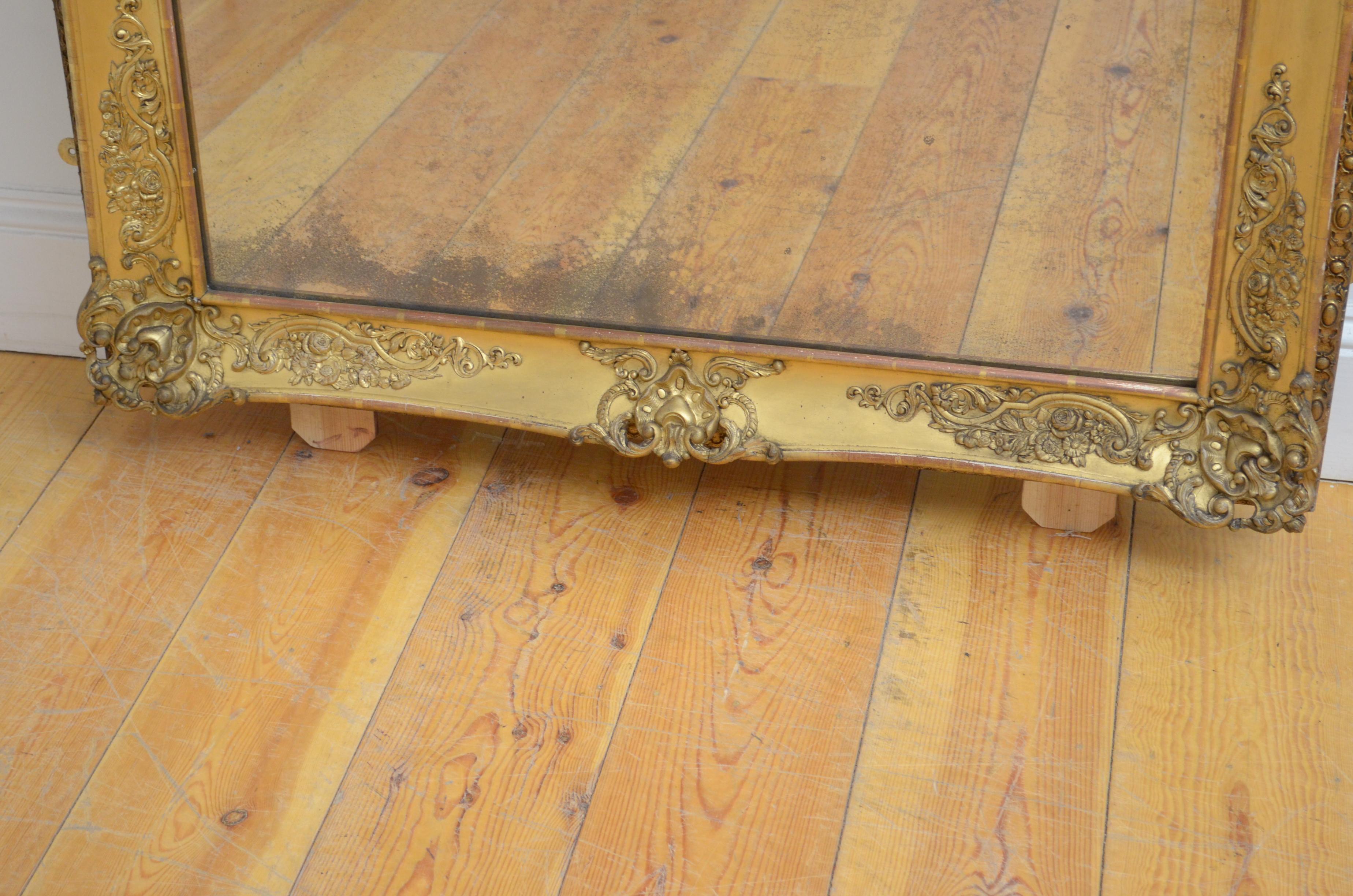 Grand miroir à trumeau ou miroir d'embarcadère français du 19ème siècle H41x82