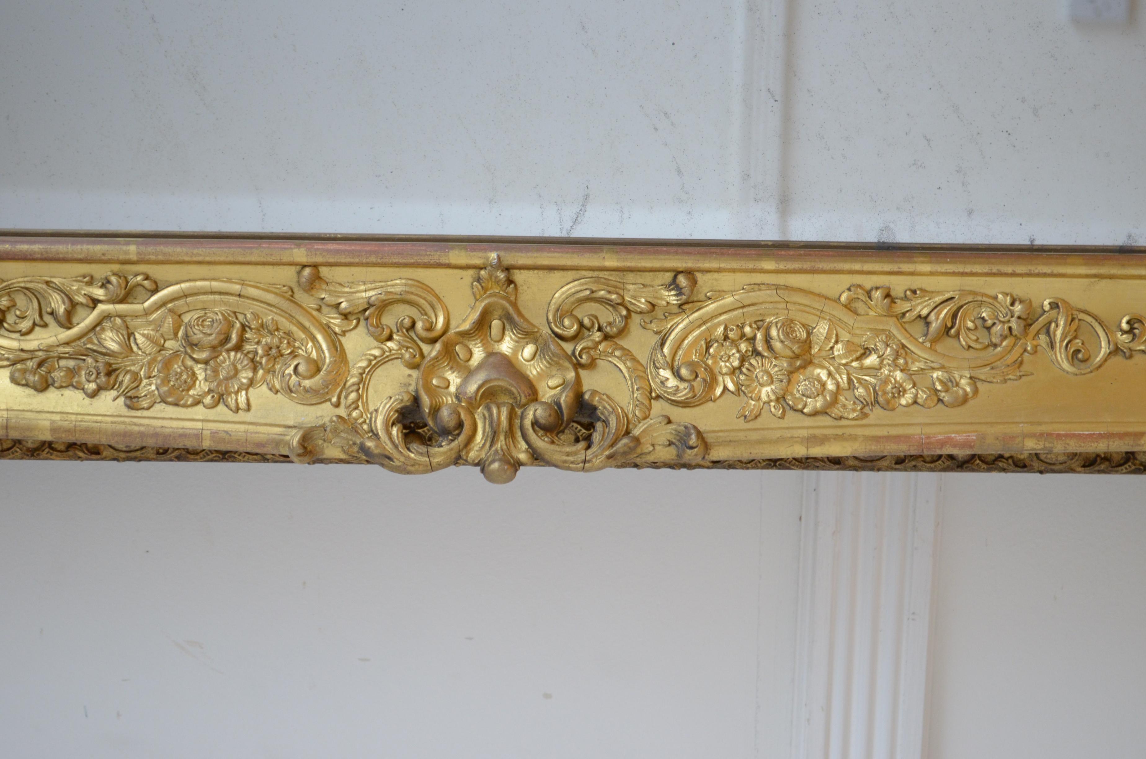 Grand miroir à trumeau ou miroir d'embarcadère français du 19ème siècle H41x82