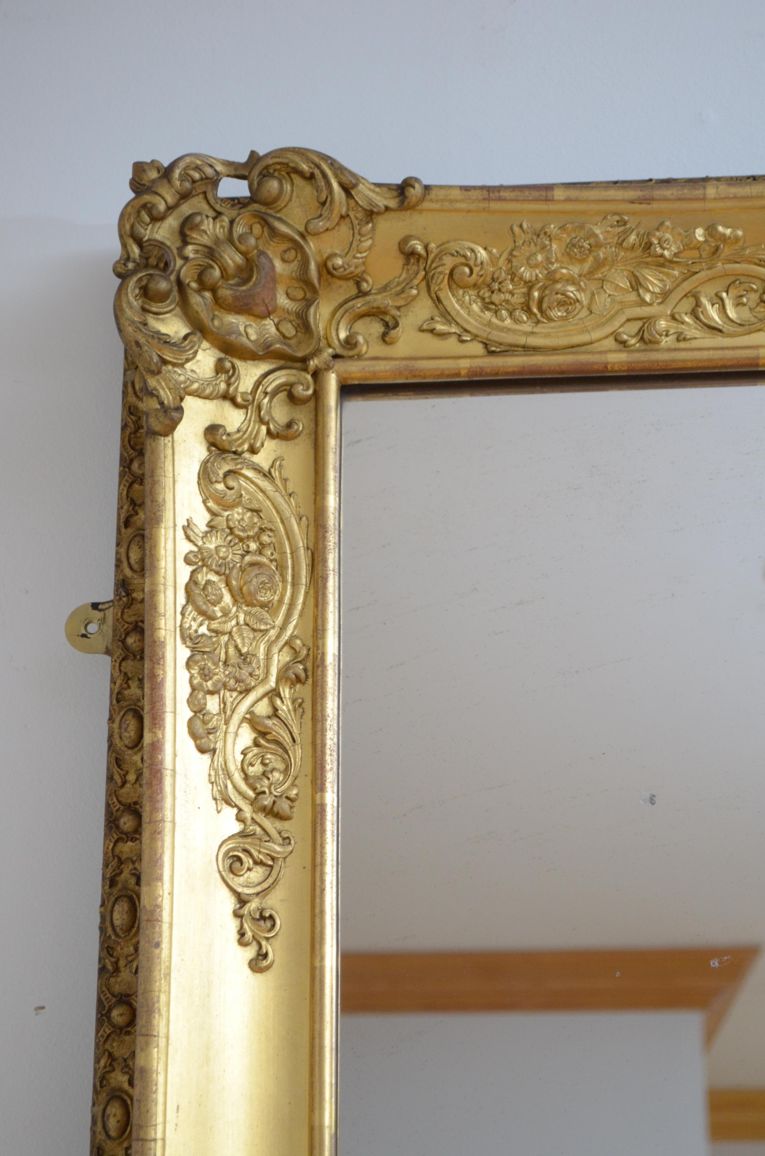 Grand miroir à trumeau ou miroir d'embarcadère français du 19ème siècle H41x82