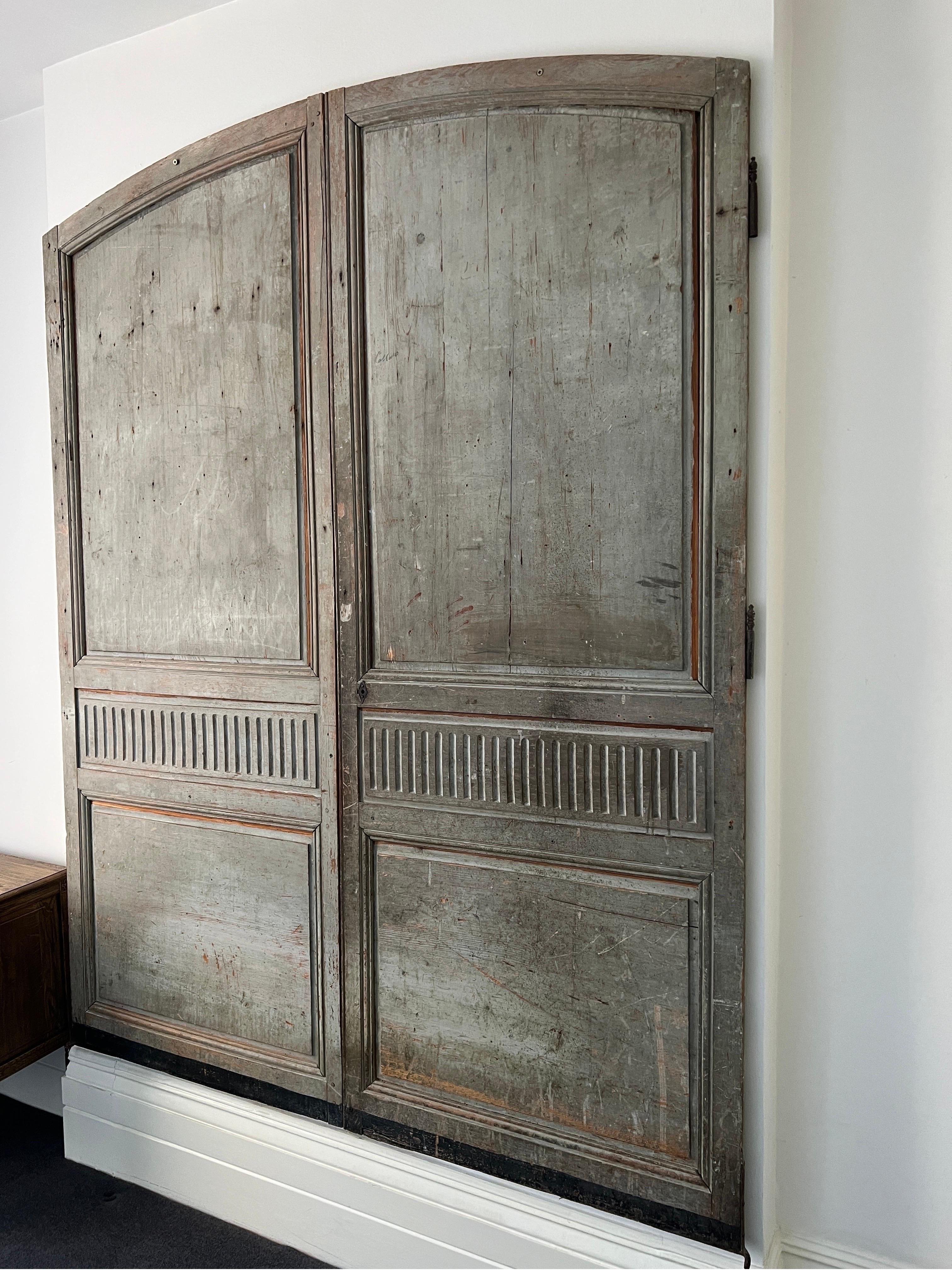 Mid-19th Century Large 19th Century French Painted Doors For Sale