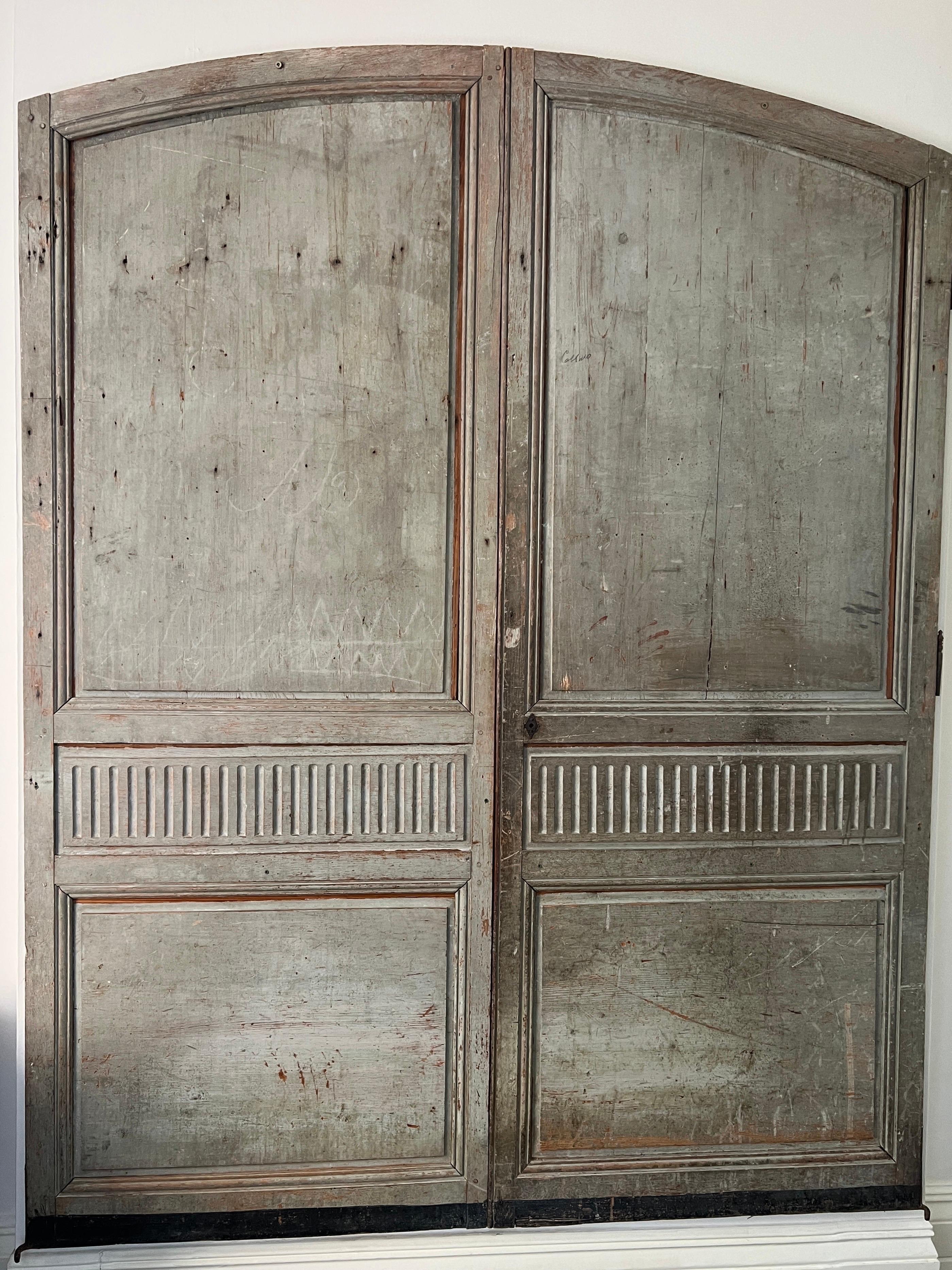 Metal Large 19th Century French Painted Doors For Sale