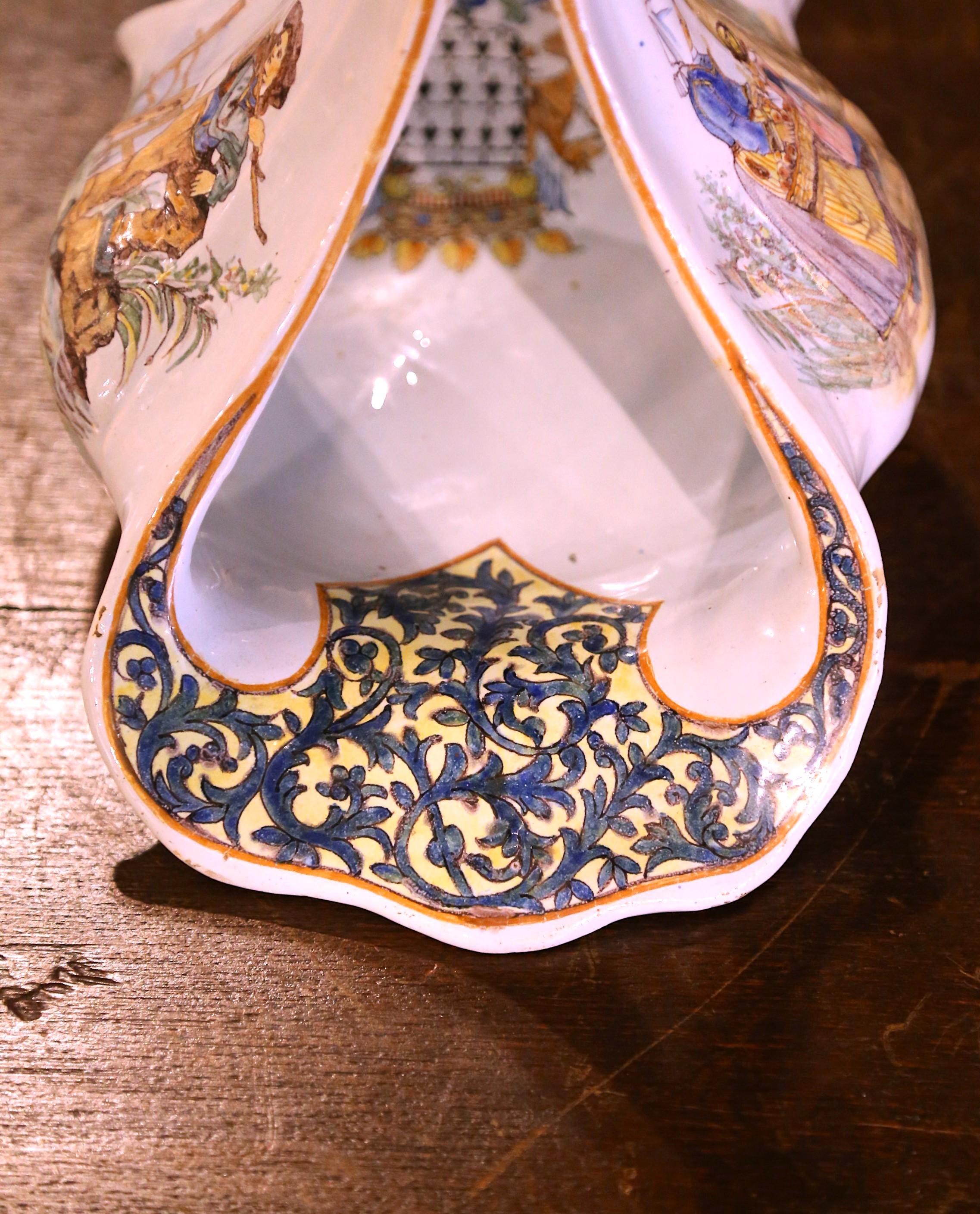 Large 19th Century French Painted Faience Porquier Beau Quimper Dish For Sale 8