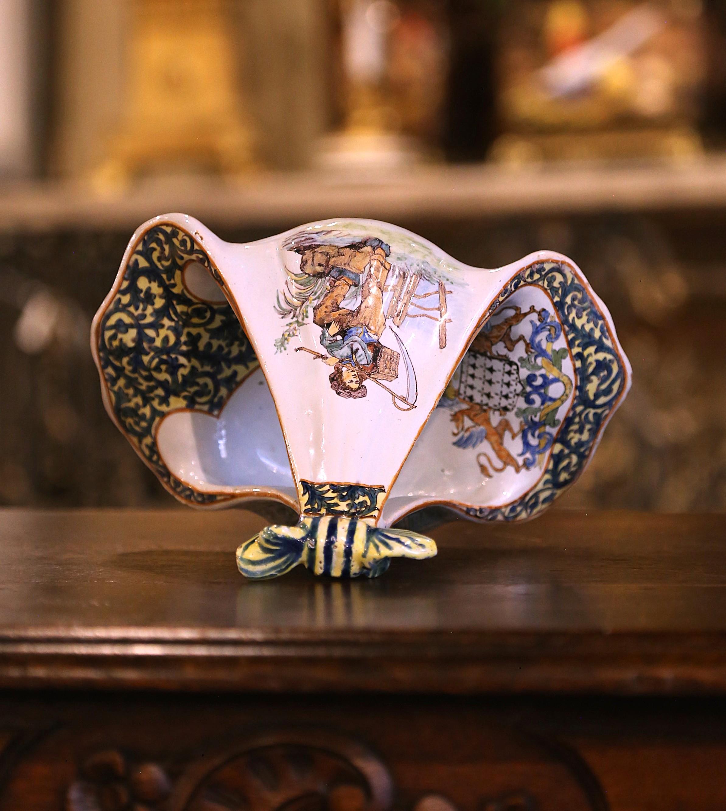 Large 19th Century French Painted Faience Porquier Beau Quimper Dish For Sale 9