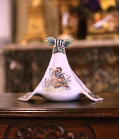 Grand plat en Faïence Porquier Beau Quimper peint du 19ème siècle