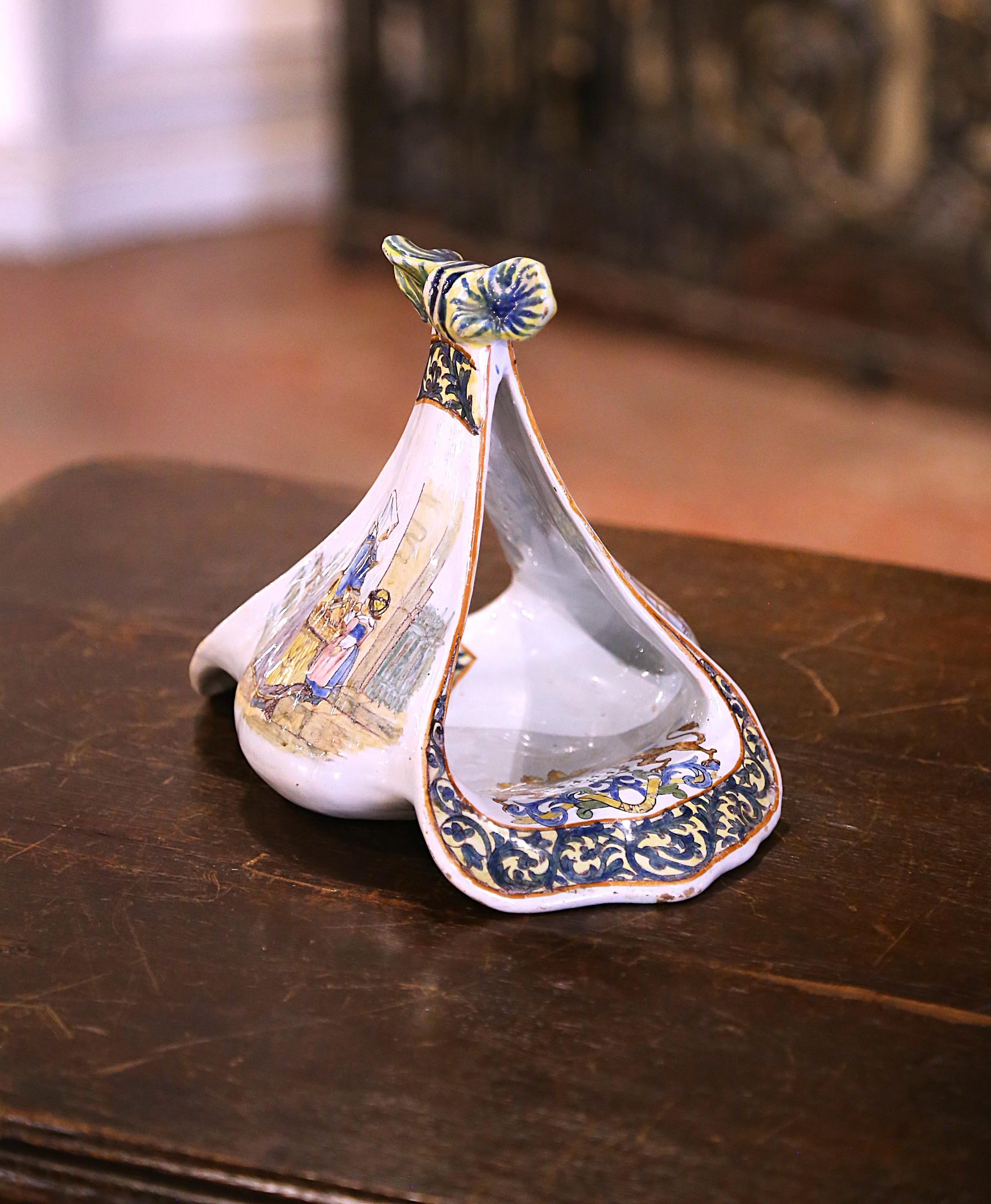Large 19th Century French Painted Faience Porquier Beau Quimper Dish For Sale 1