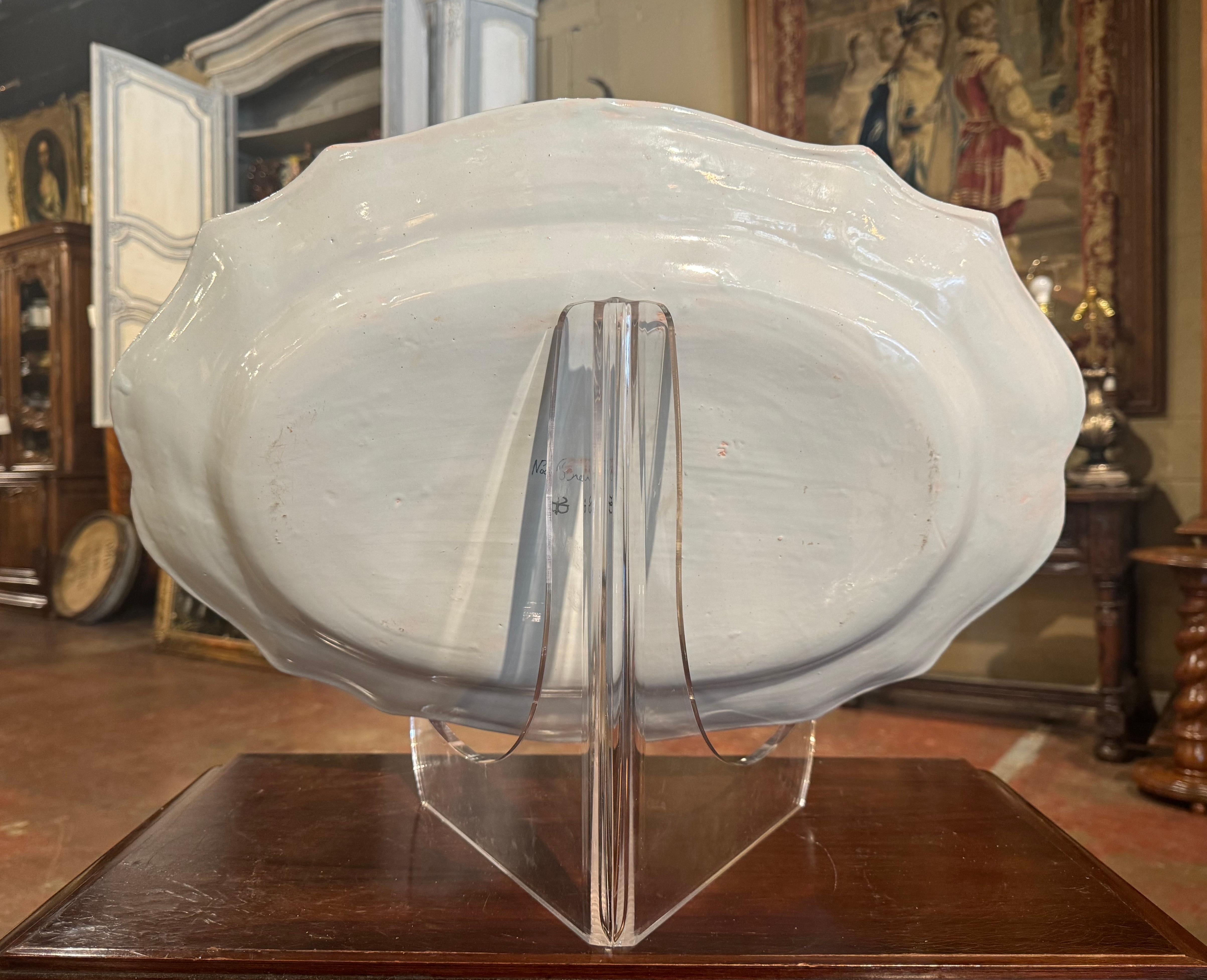 Grand plateau de service Beau Quimper en faïence peinte du 19ème siècle en vente 3