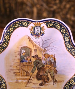 Large 19th Century French Painted Faience Porquier Beau Quimper Serving Platter