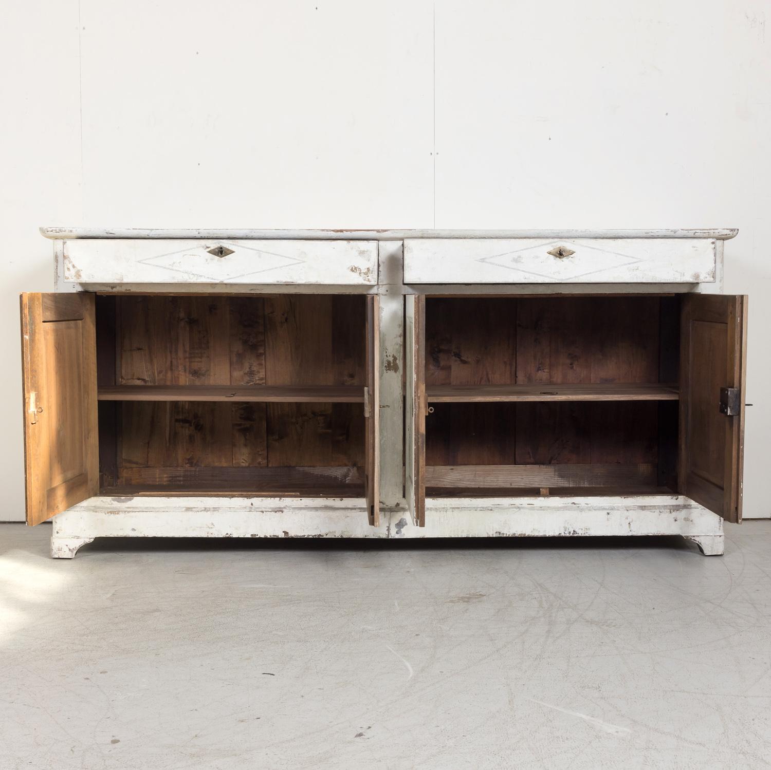 Large 19th Century French Painted Louis Philippe Period Enfilade Buffet 4