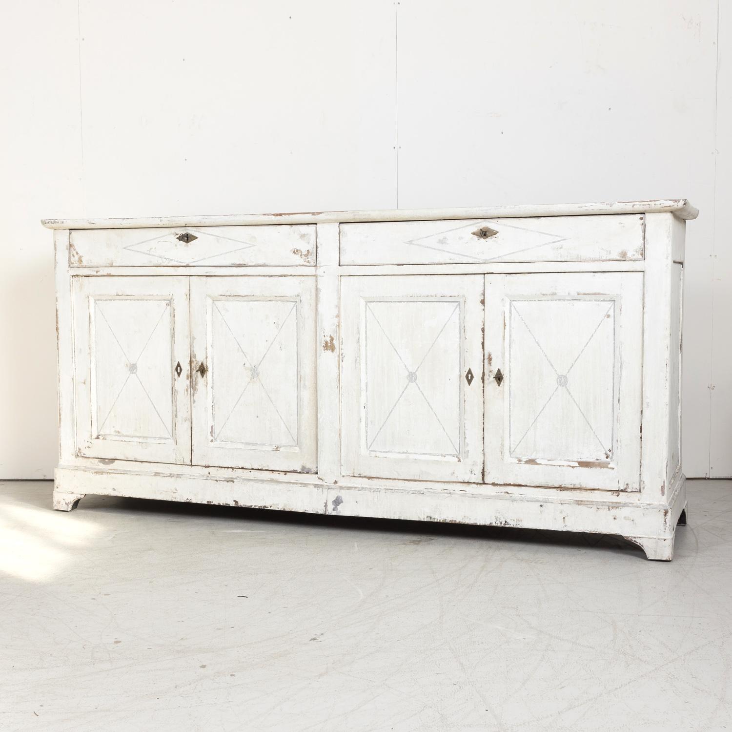 Large 19th Century French Painted Louis Philippe Period Enfilade Buffet For Sale 7