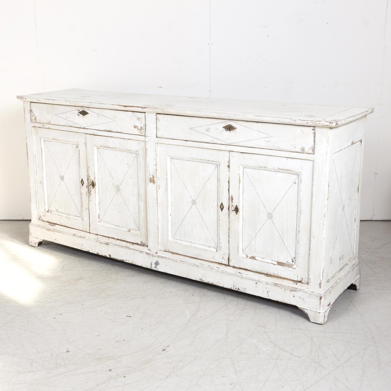 Large 19th Century French Painted Louis Philippe Period Enfilade Buffet For Sale 8