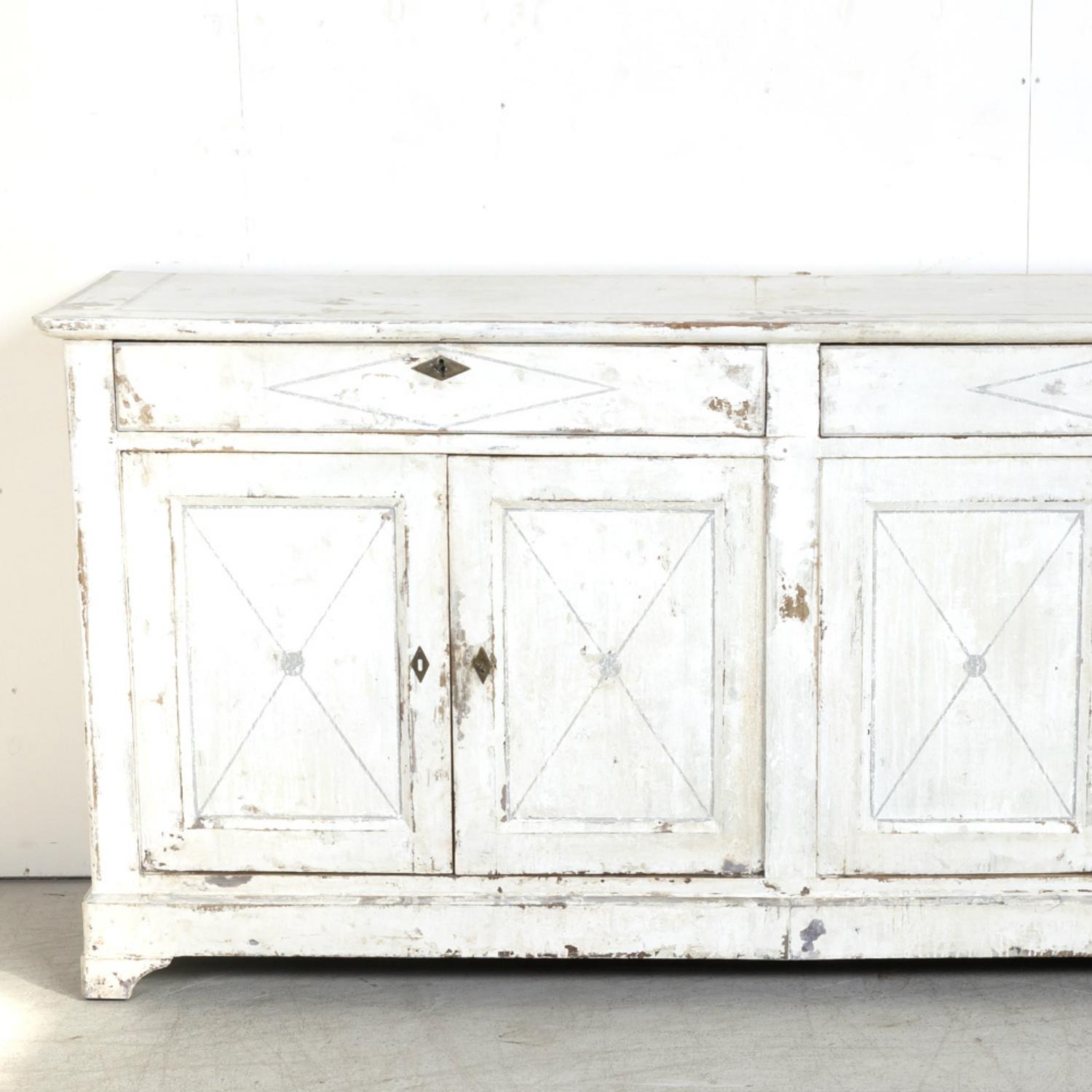 Large 19th Century French Painted Louis Philippe Period Enfilade Buffet For Sale 14