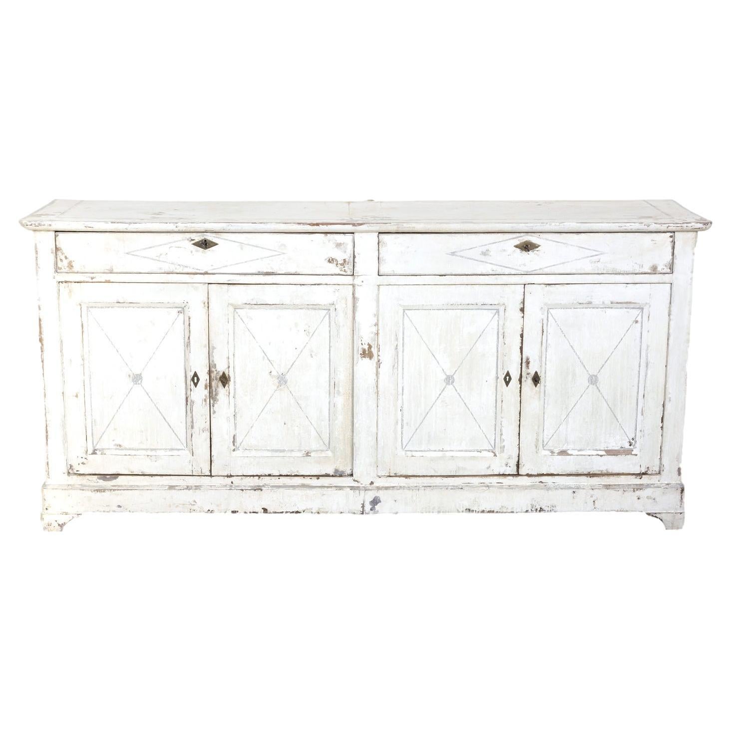 Large 19th Century French Painted Louis Philippe Period Enfilade Buffet For Sale