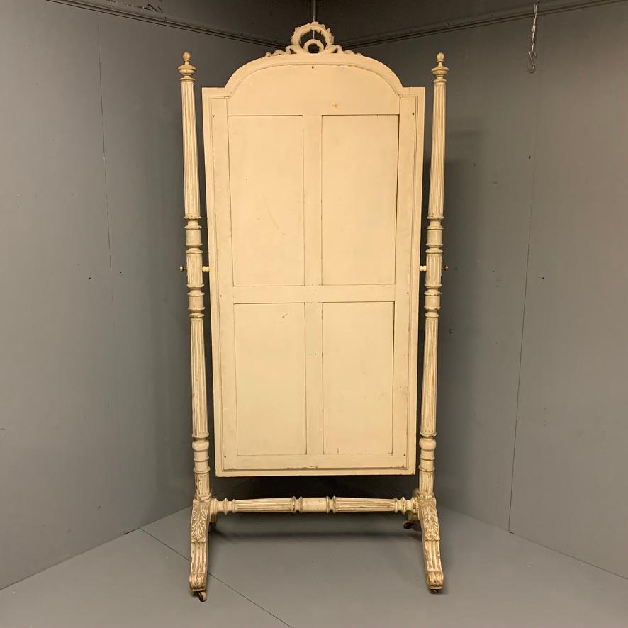 Large 19th Century French Painted Louis XVI Style Cheval Dressing Mirror For Sale 5
