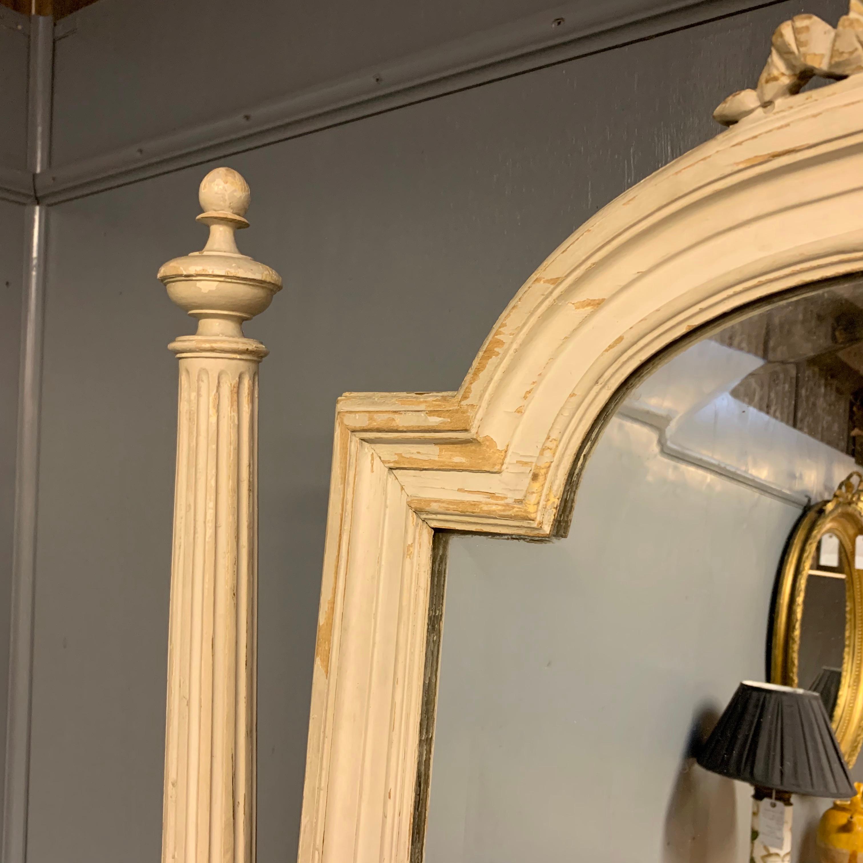 Large 19th Century French Painted Louis XVI Style Cheval Dressing Mirror In Good Condition For Sale In Uppingham, Rutland