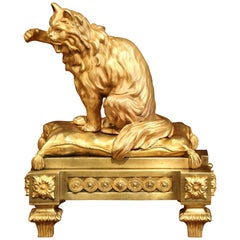 Large 19th Century French Patinated Bronze Cat Sculpture on Base
