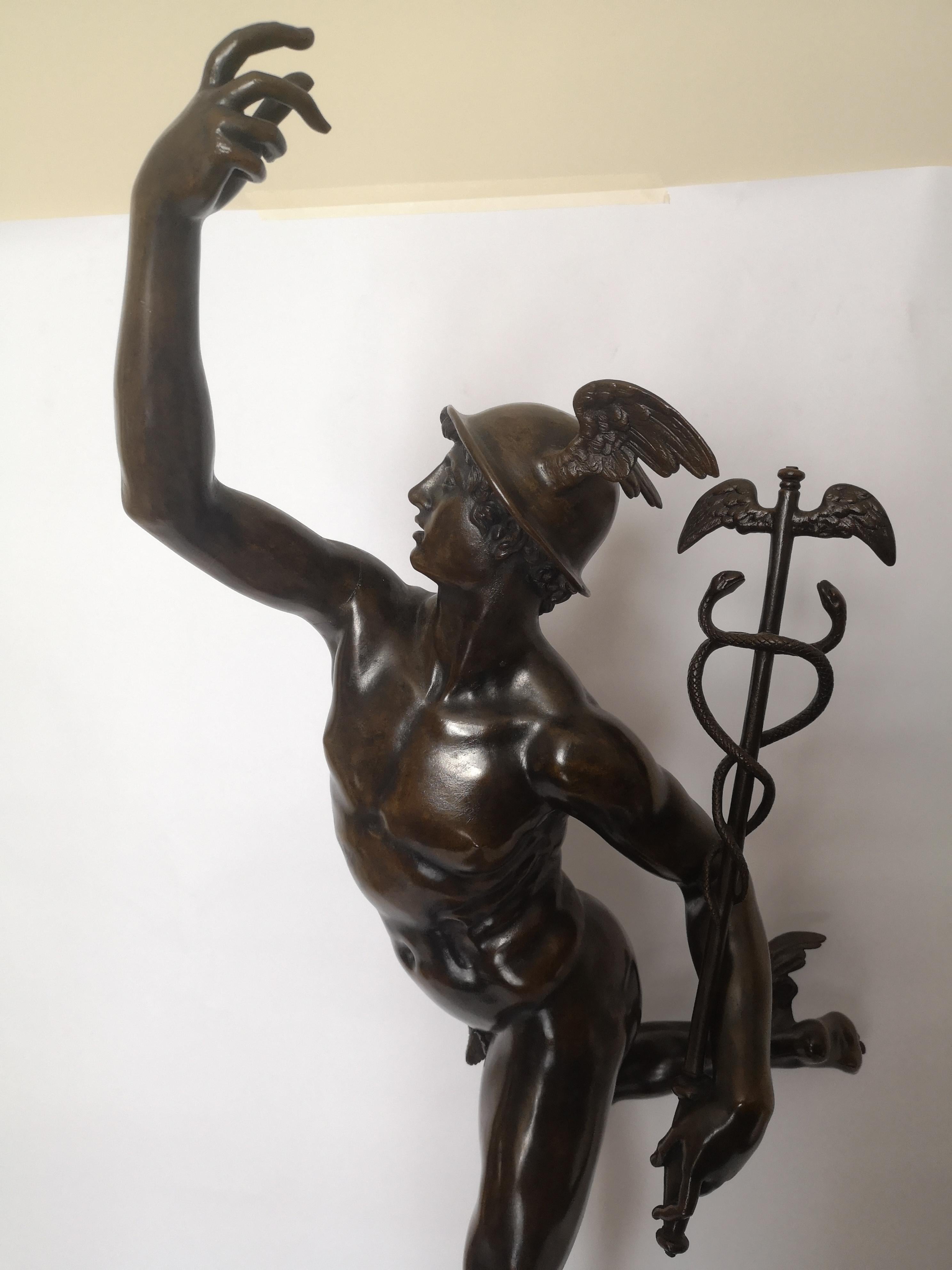 Large 19th Century French Patinated Bronze Sculpture of Greek God Mercury/Hermes In Good Condition In London, GB