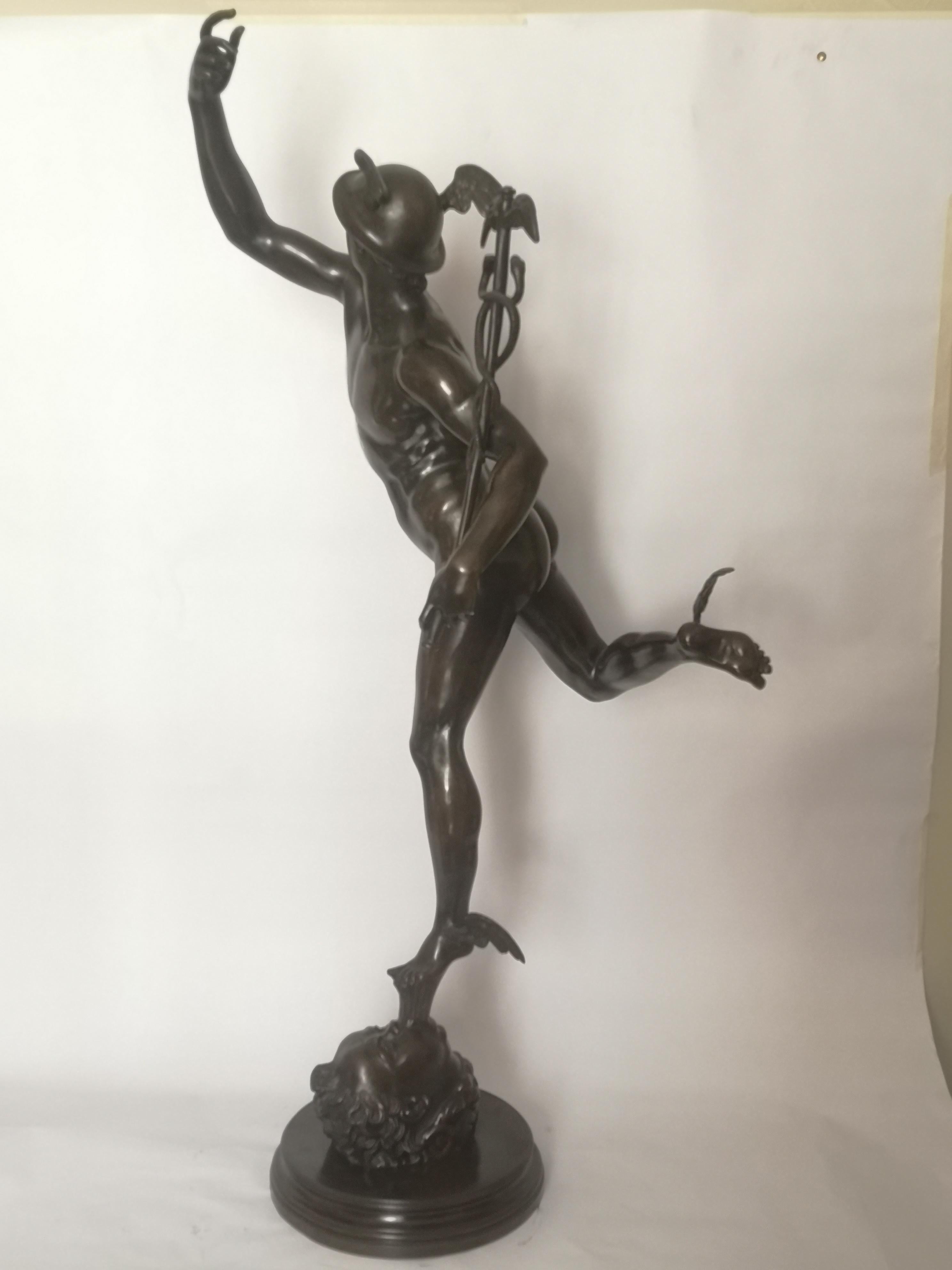 Large 19th Century French Patinated Bronze Sculpture of Greek God Mercury/Hermes 5